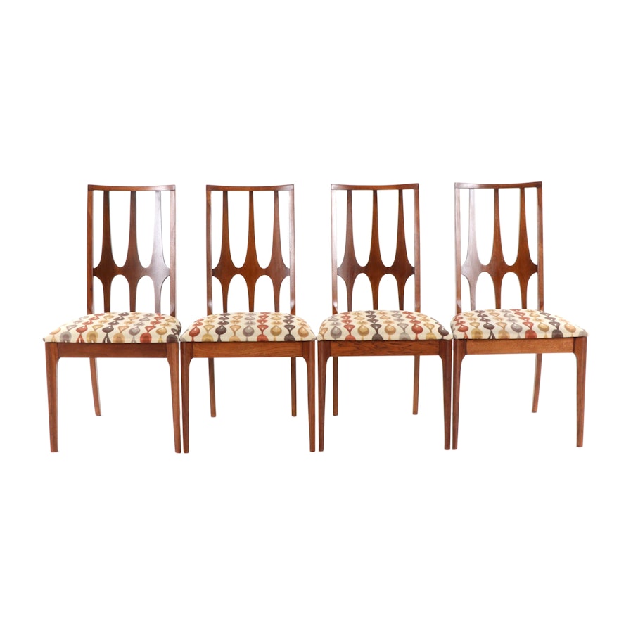 Broyhill Brasilia Walnut Side Chairs, Set of Four, Mid-20th Century