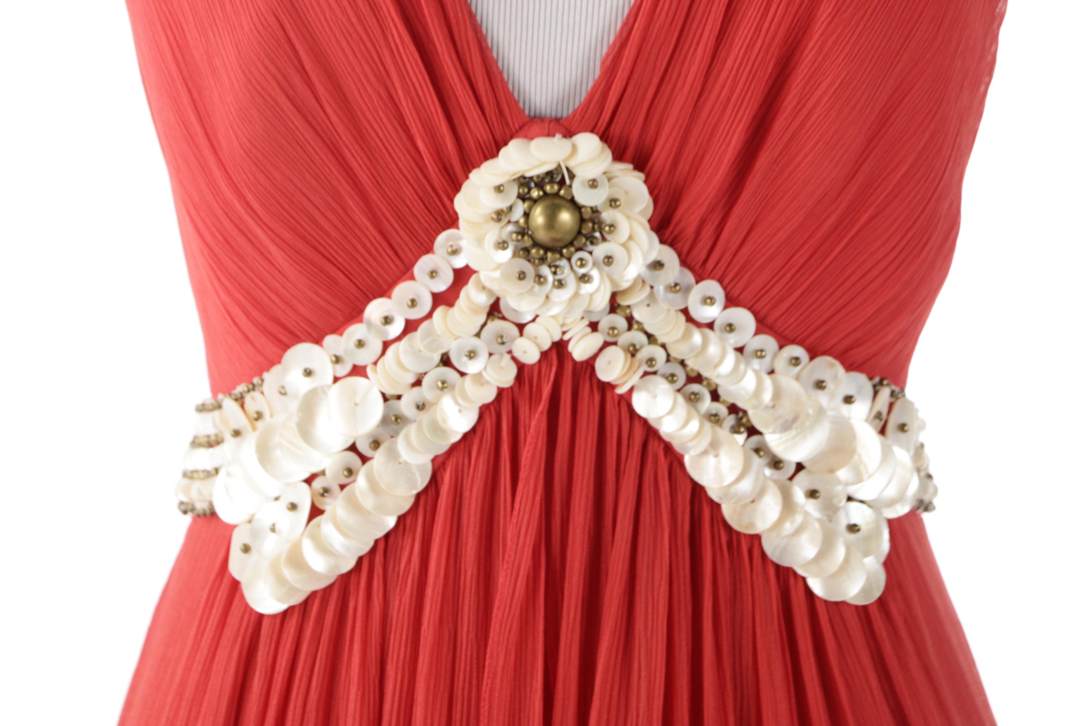 Temperley London Red Silk Beaded V-Cut Dress Worn at CMT Music Awards, 2011