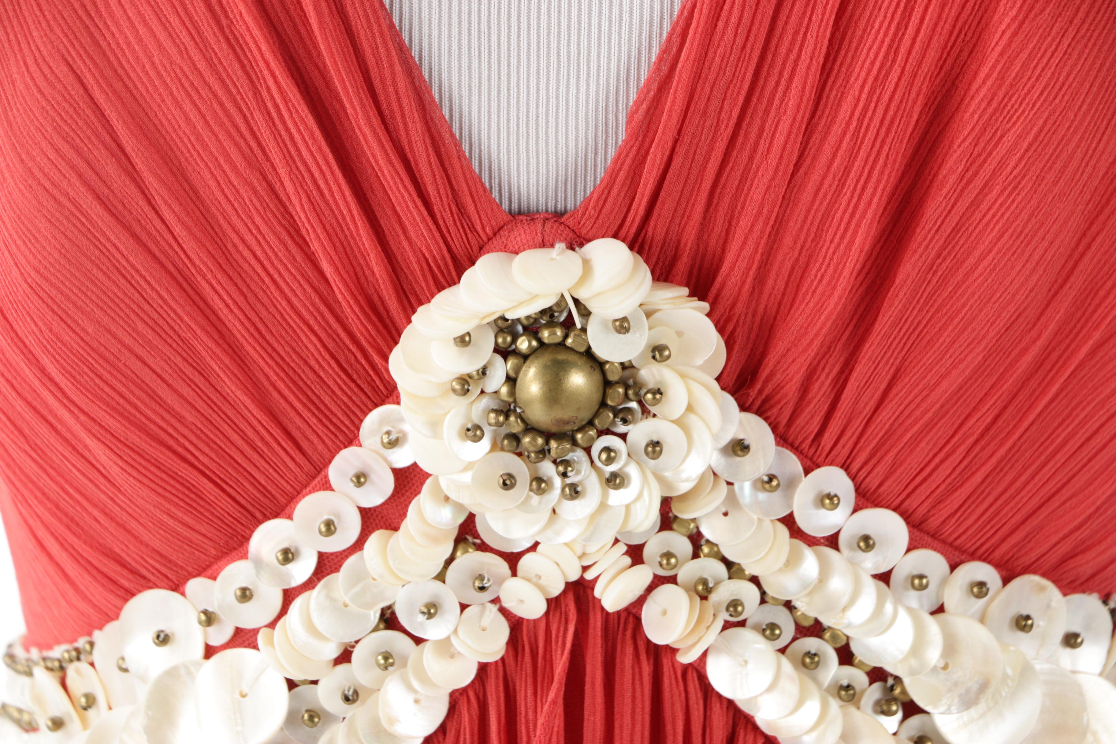 Temperley London Red Silk Beaded V-Cut Dress Worn at CMT Music Awards, 2011