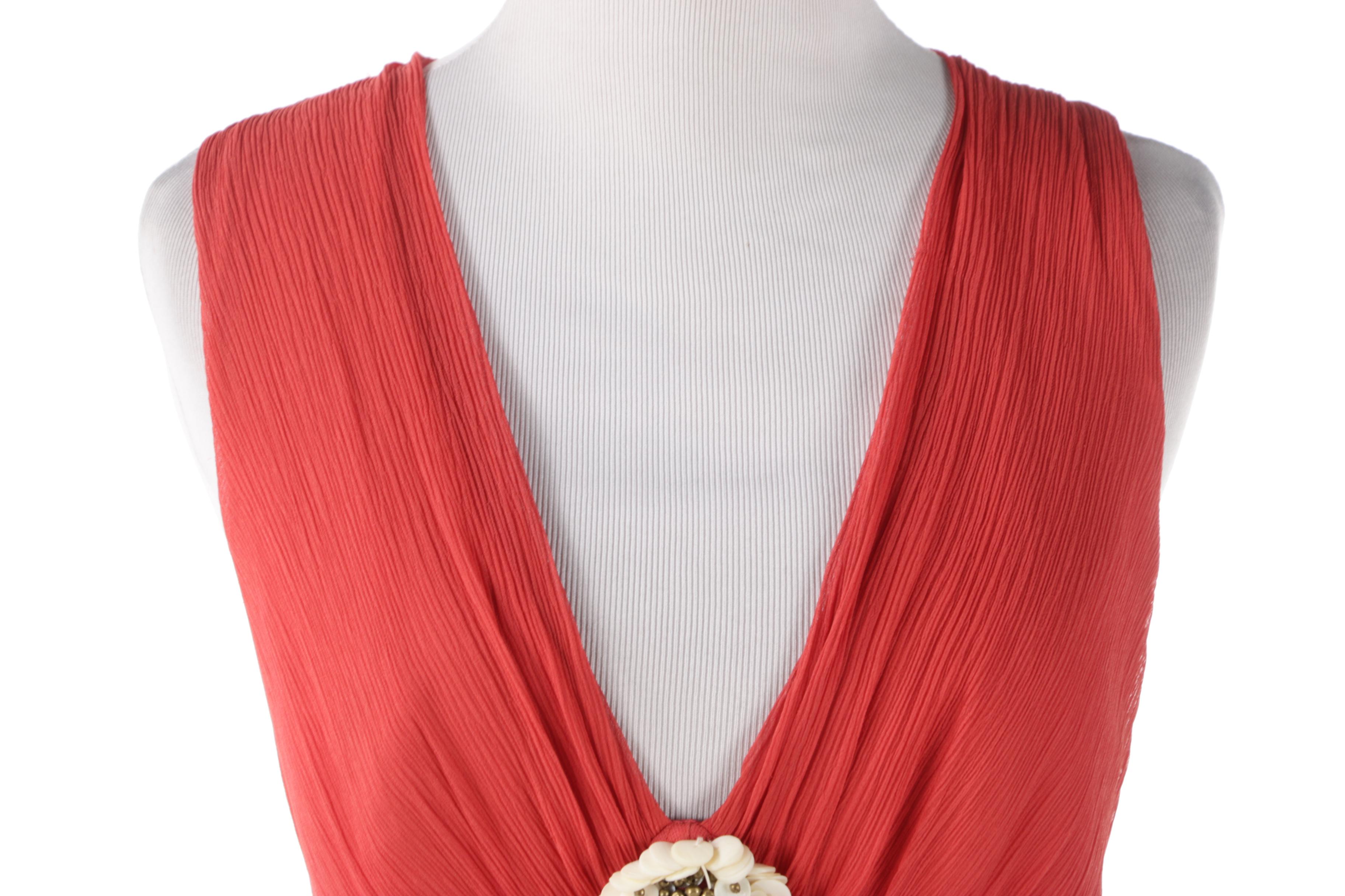 Temperley London Red Silk Beaded V-Cut Dress Worn at CMT Music Awards, 2011