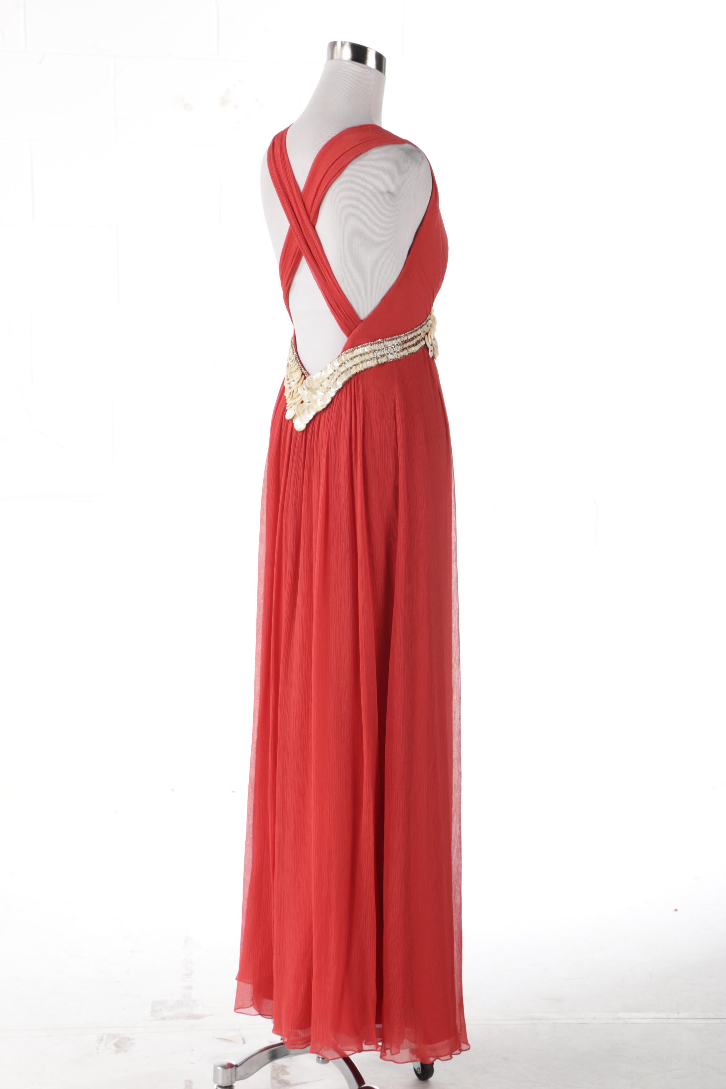 Temperley London Red Silk Beaded V-Cut Dress Worn at CMT Music Awards, 2011