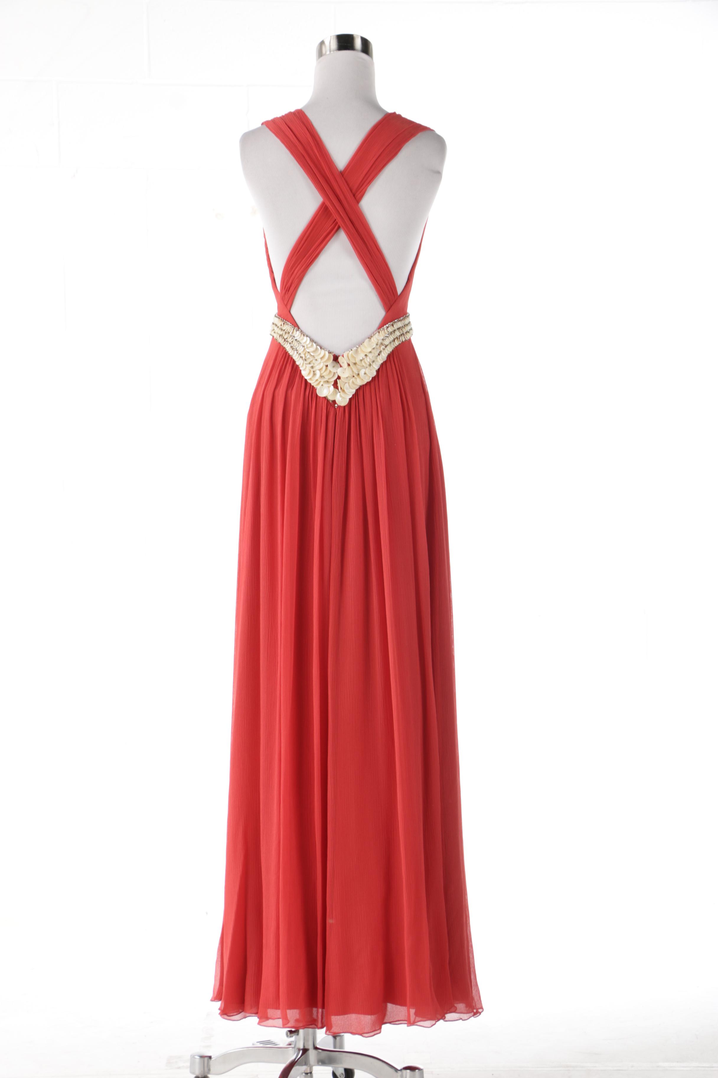 Temperley London Red Silk Beaded V-Cut Dress Worn at CMT Music Awards, 2011