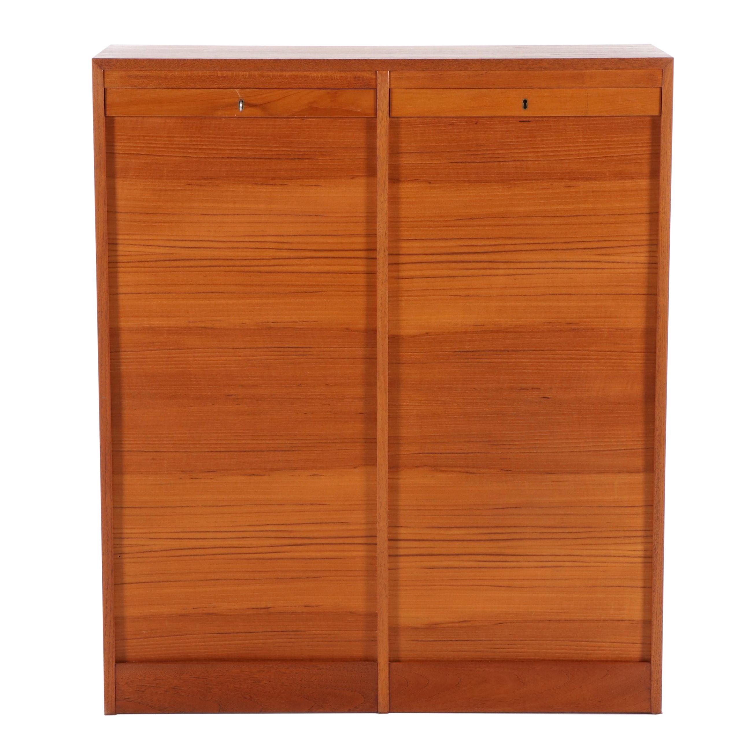 Danish Modern Teak Tambour File Cabinet