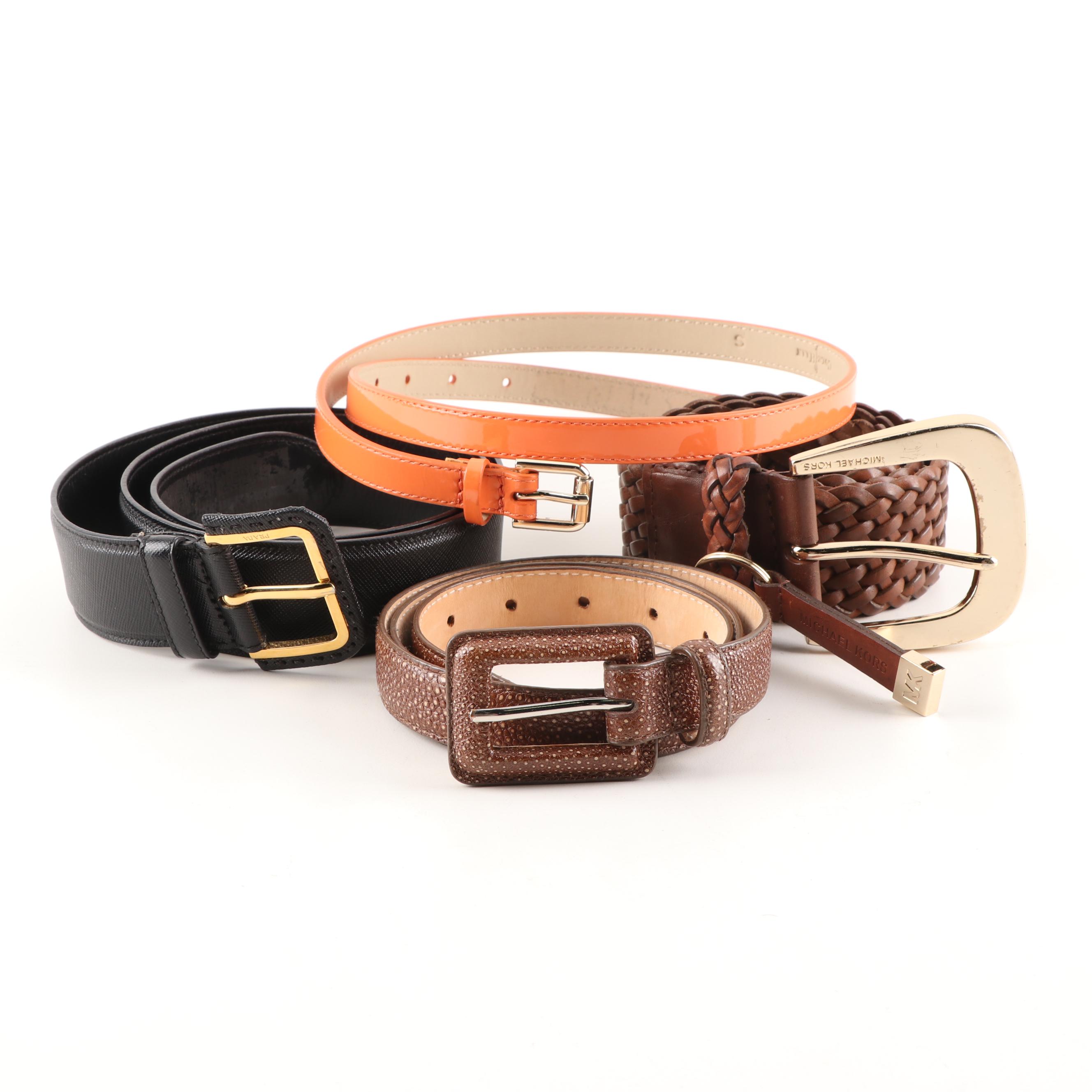 Prada Saffiano Leather, Cole Haan Patent Leather, and Other Leather Belts
