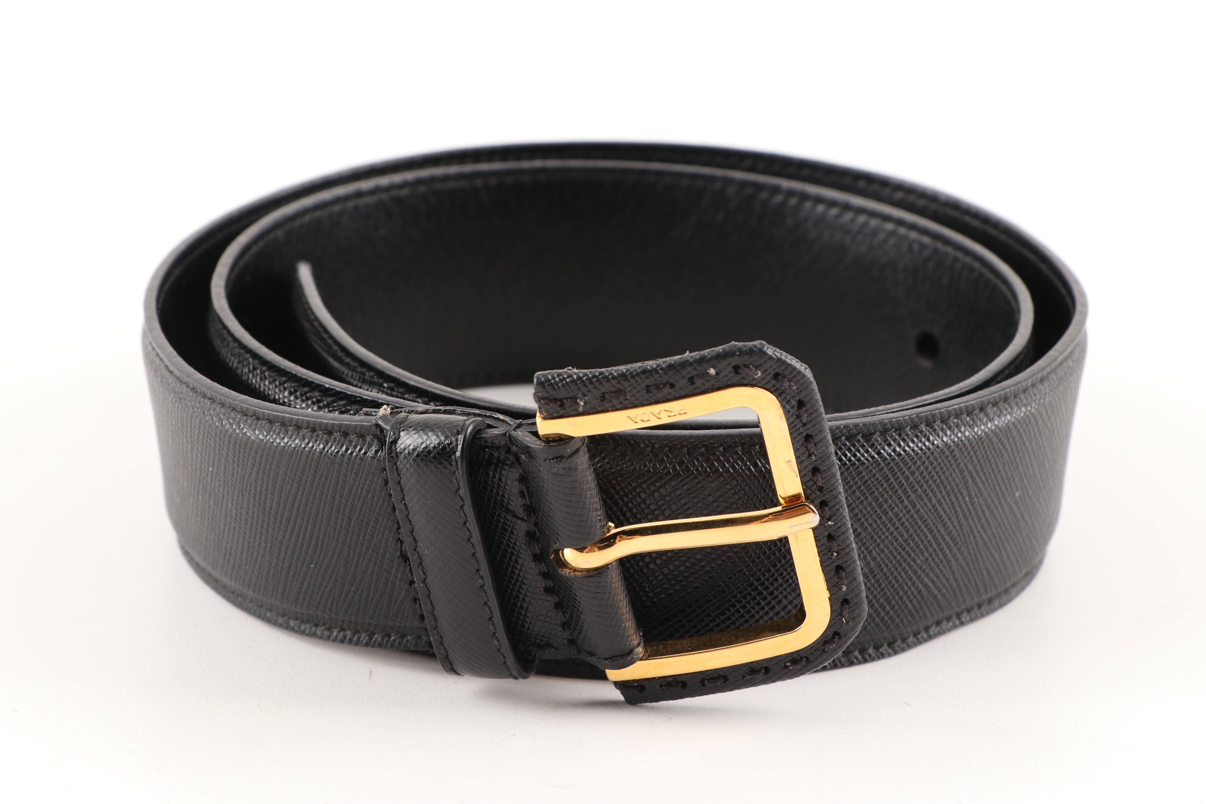 Prada Saffiano Leather, Cole Haan Patent Leather, and Other Leather Belts