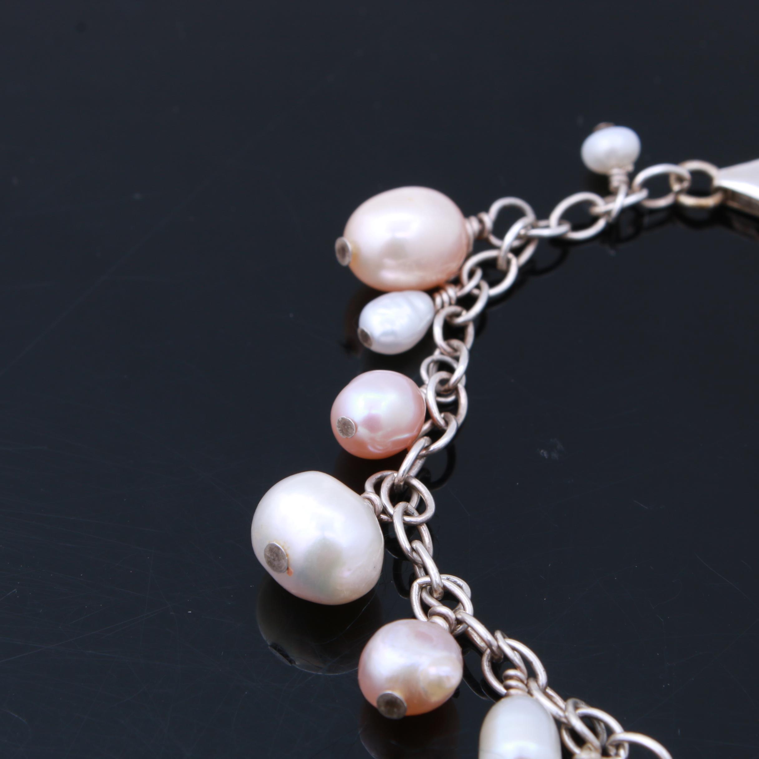 Sterling Silver and Dyed Baroque Freshwater Pearl Bracelet