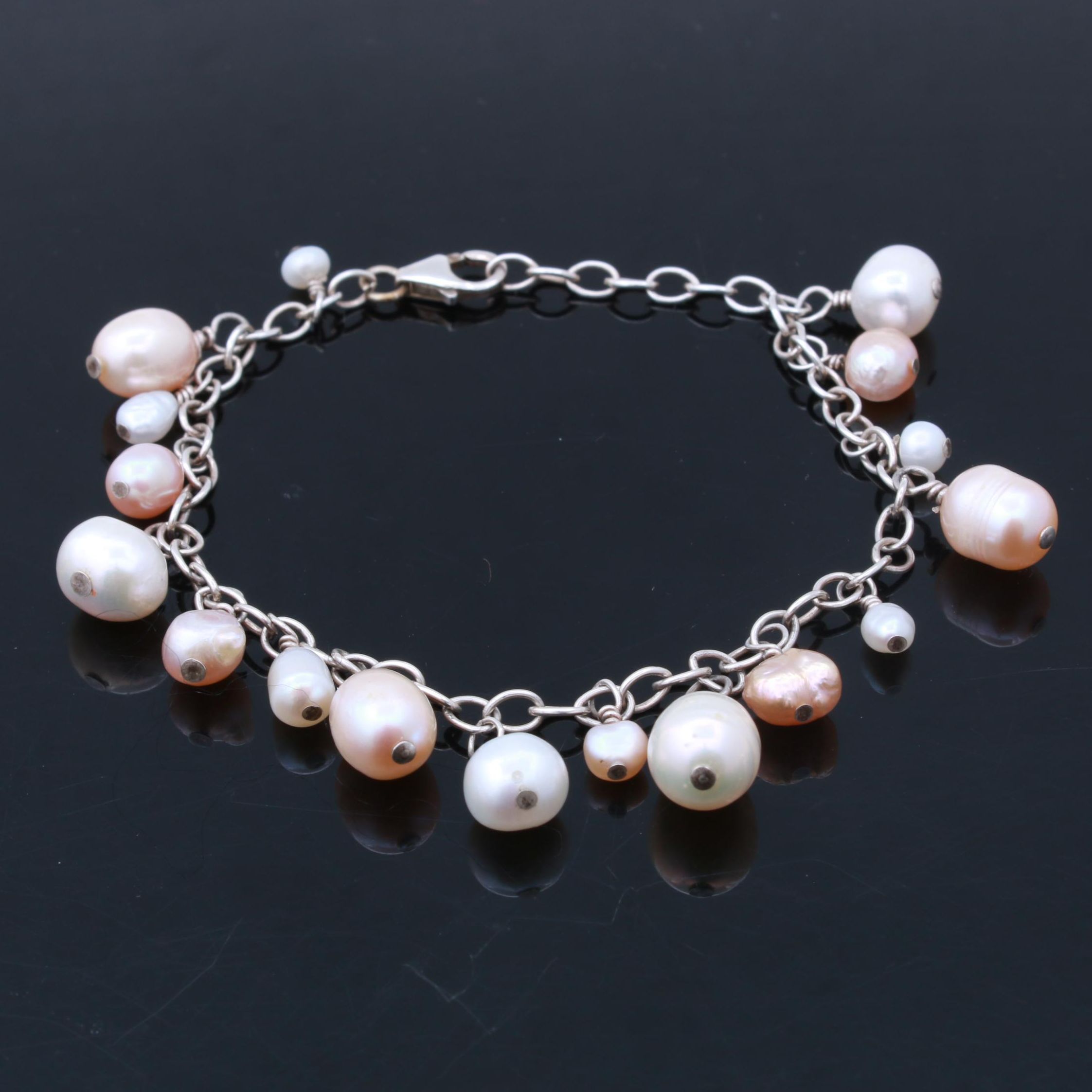 Sterling Silver and Dyed Baroque Freshwater Pearl Bracelet