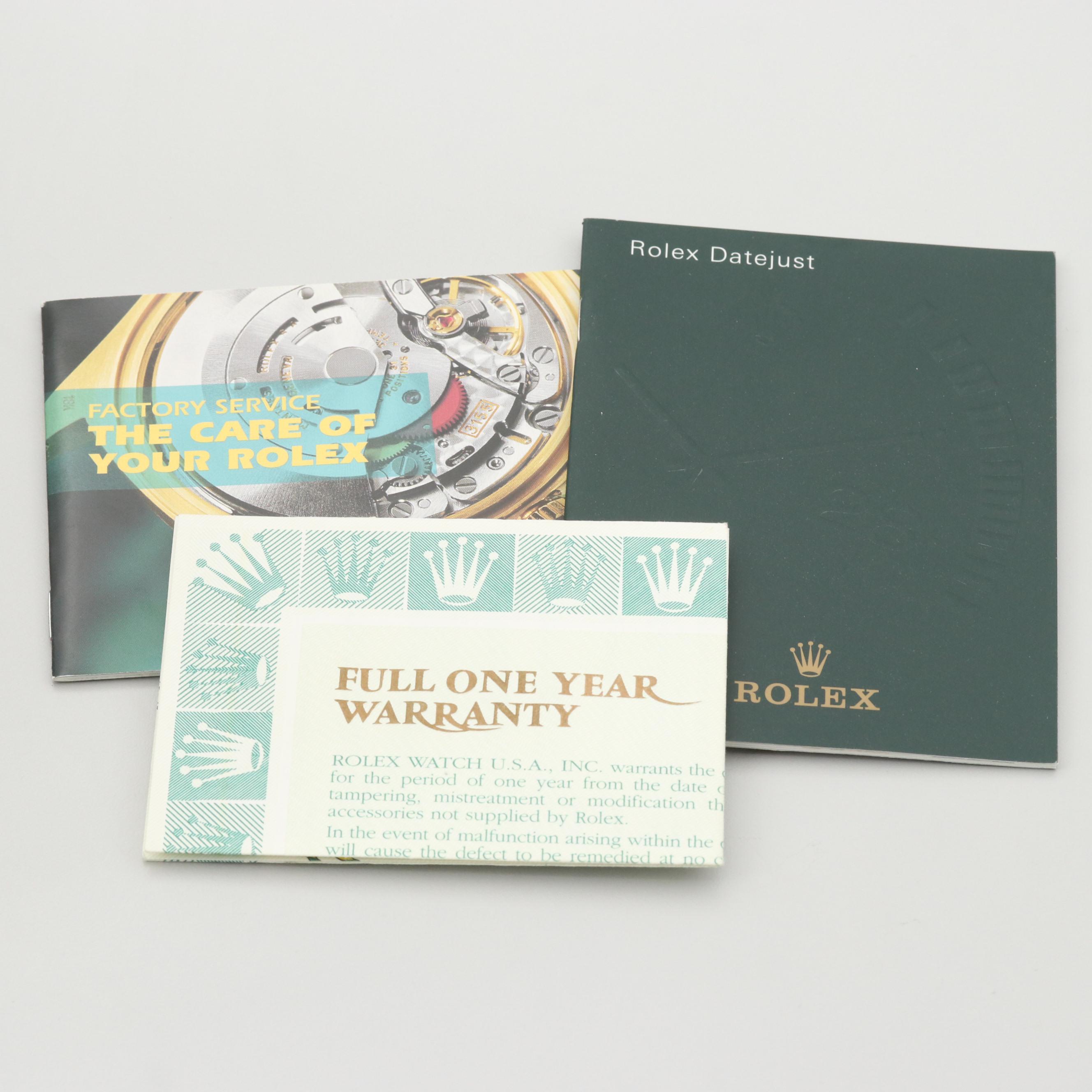 Rolex Datejust 18K Yellow Gold and Stainless Steel Diamond Watch, 2000