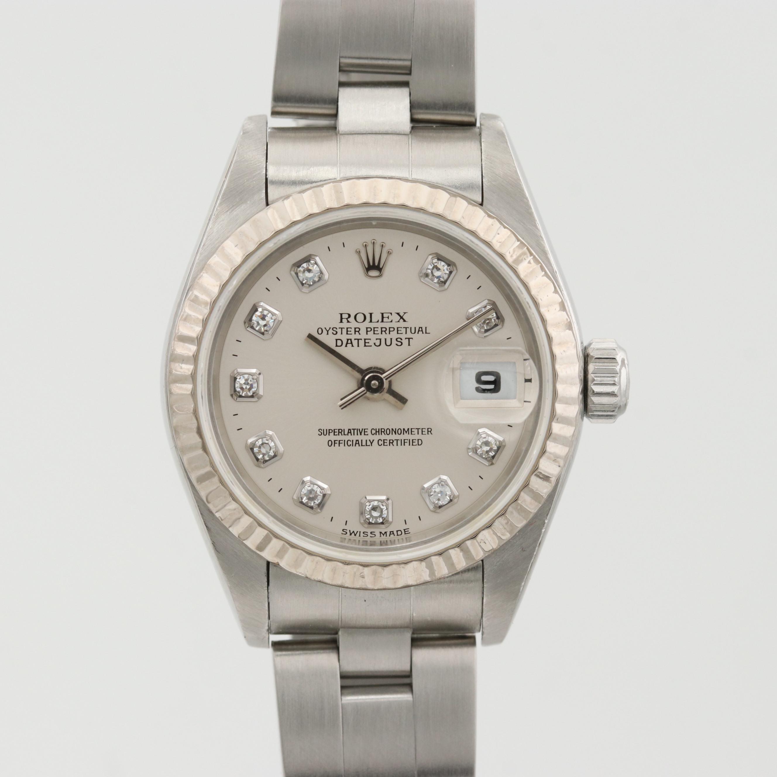 Rolex Datejust 18K Yellow Gold and Stainless Steel Diamond Watch, 2000