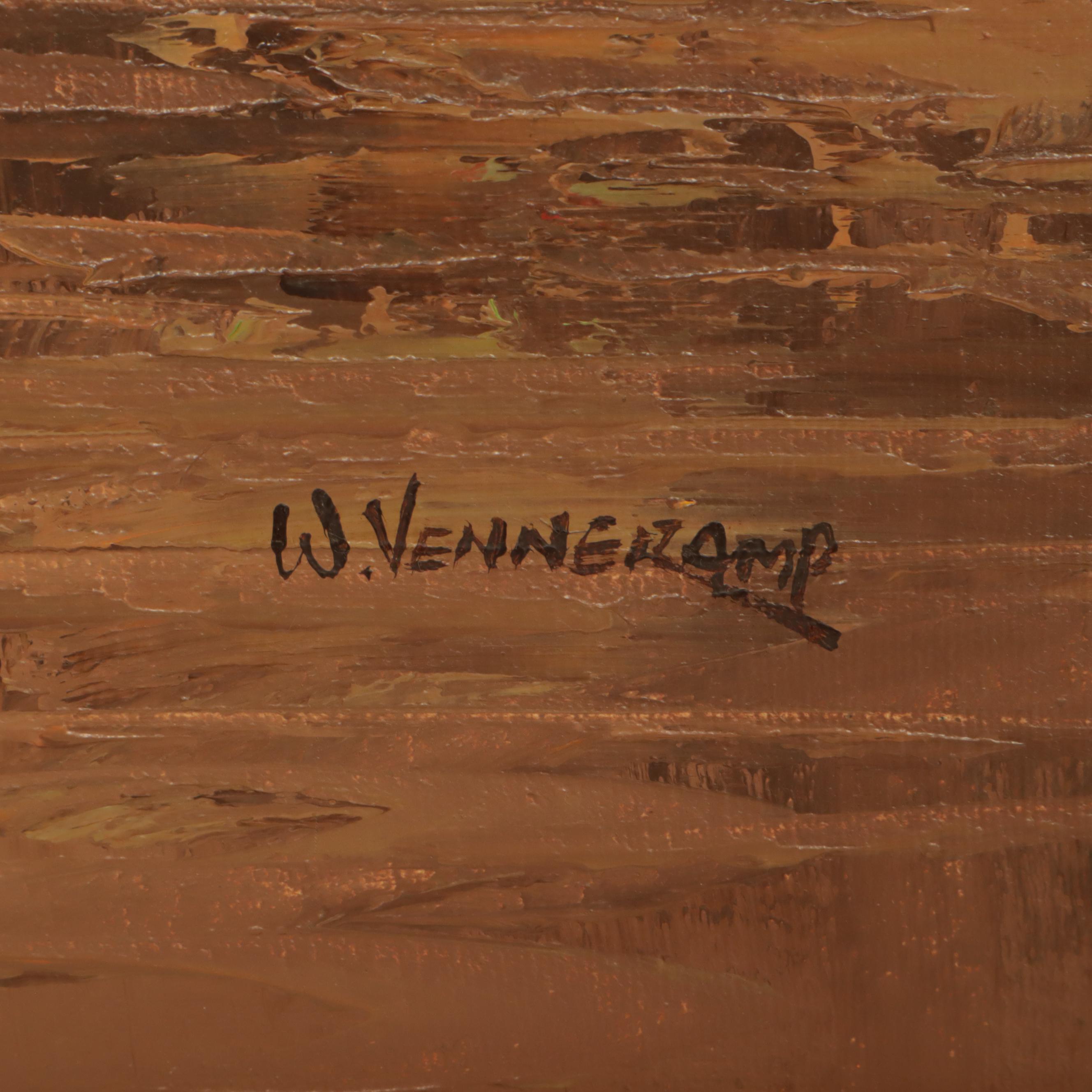 W. Vennekamp Ships Oil Painting