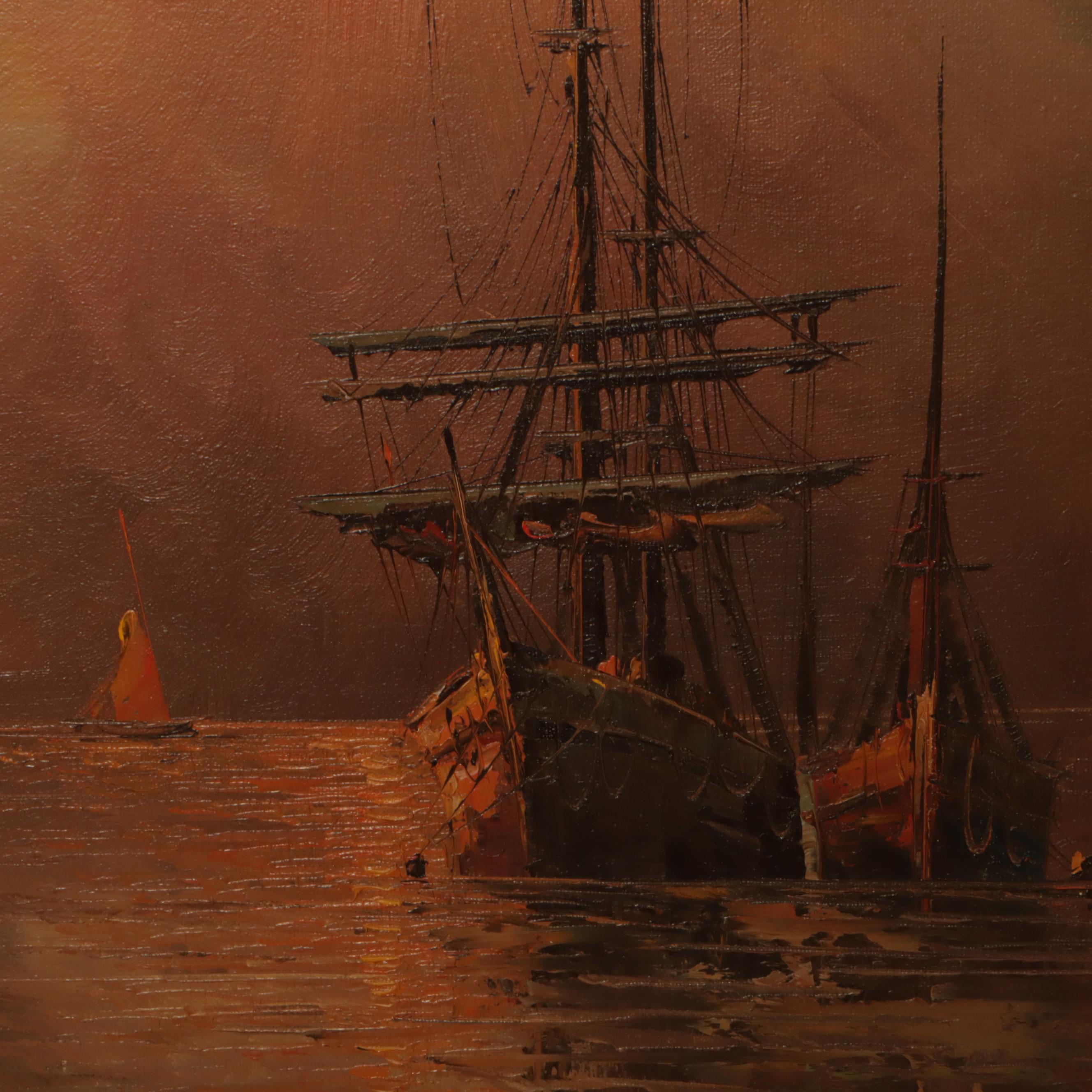 W. Vennekamp Ships Oil Painting
