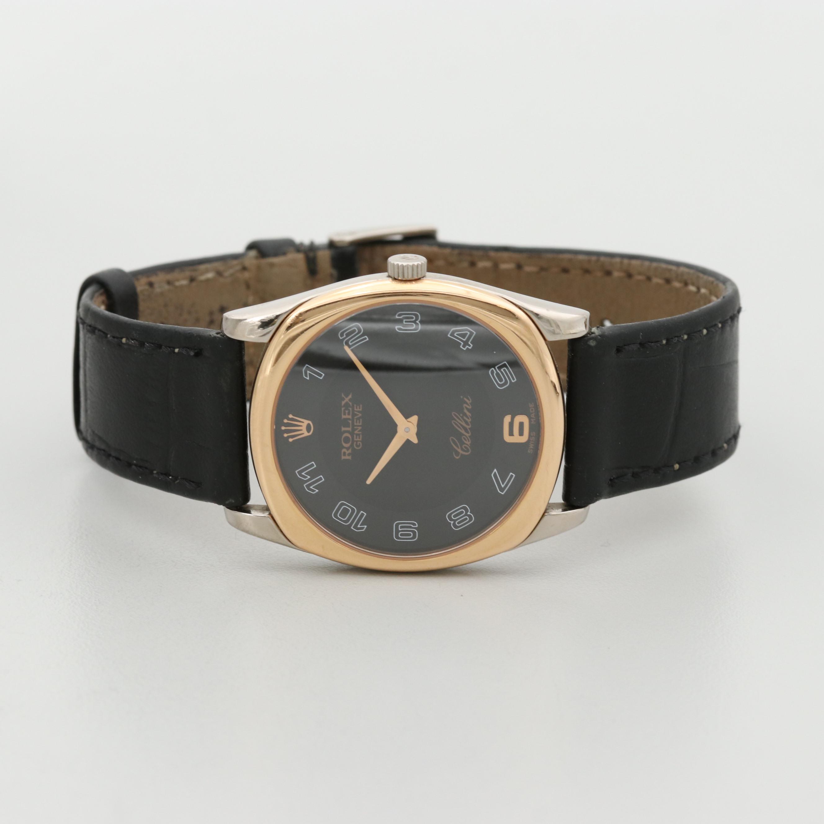 Rolex Cellini Danaos 18K Rose and White Gold Stem Wind Watch, 2001