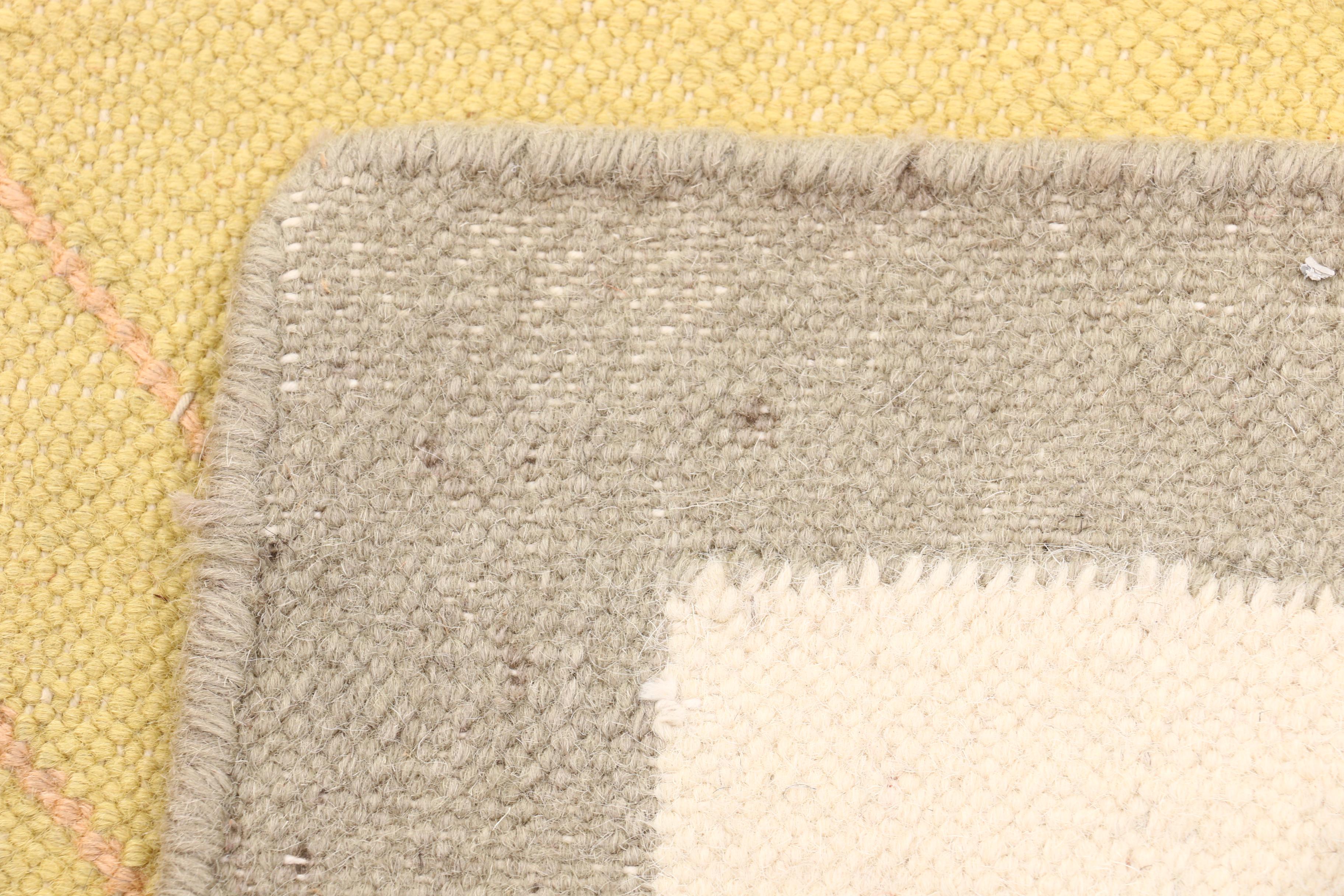 Handwoven Indian Floral Dhurrie Wool Rug