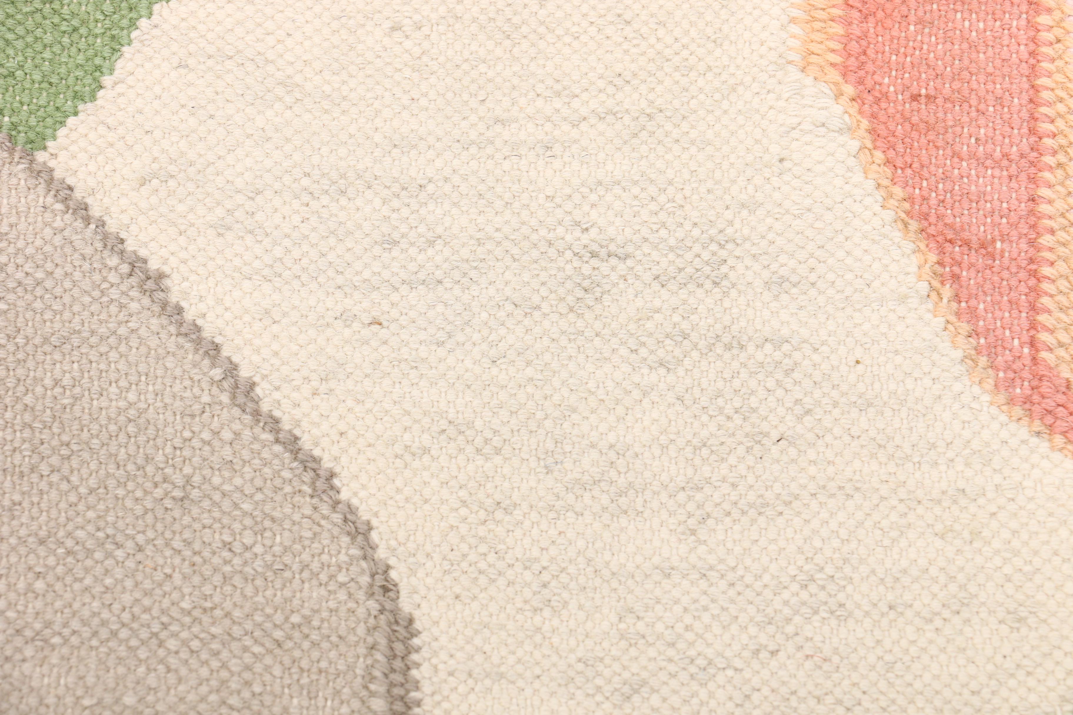 Handwoven Indian Floral Dhurrie Wool Rug