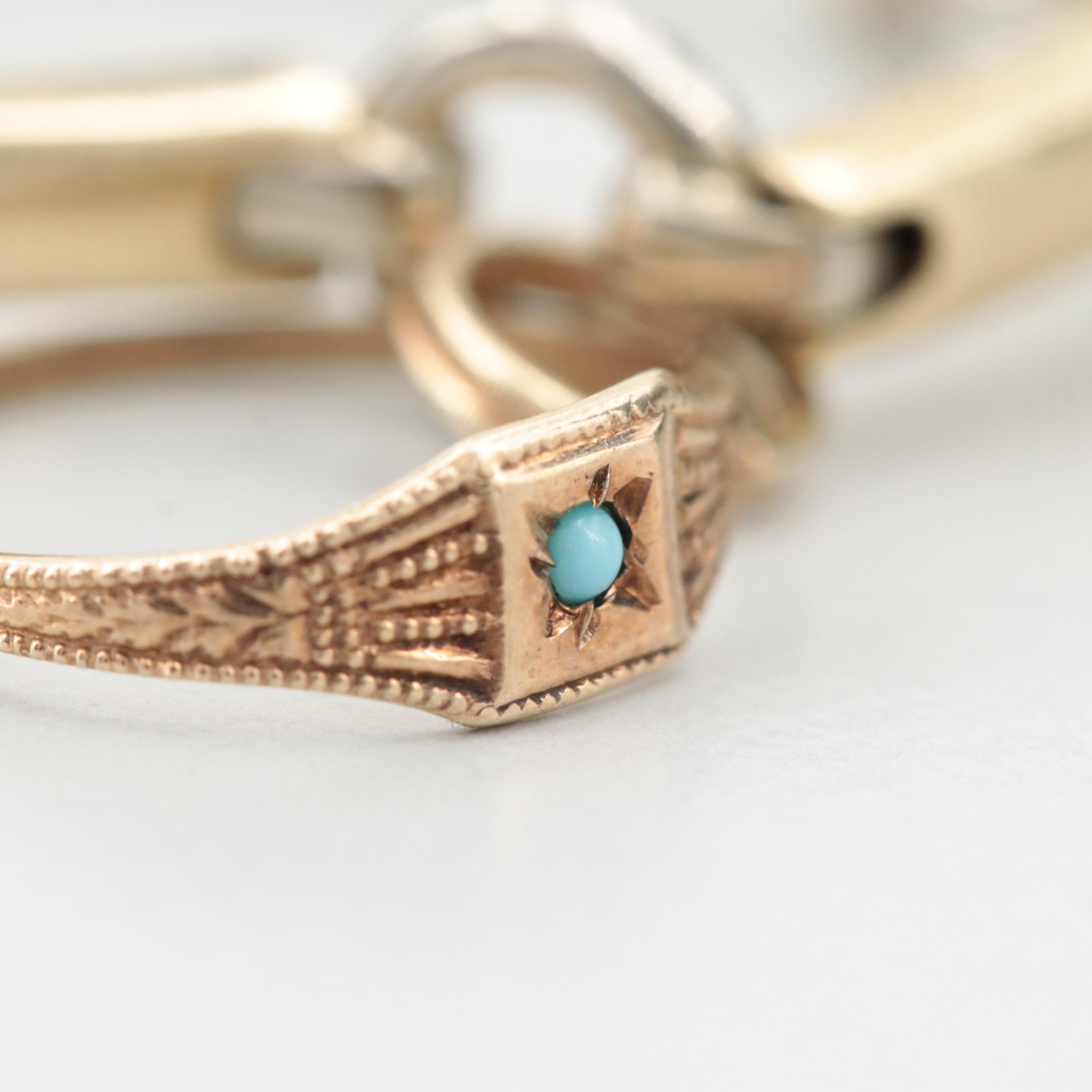 Vintage Cetas 14K Yellow and White Gold Glass and Diamond Charm Bracelet