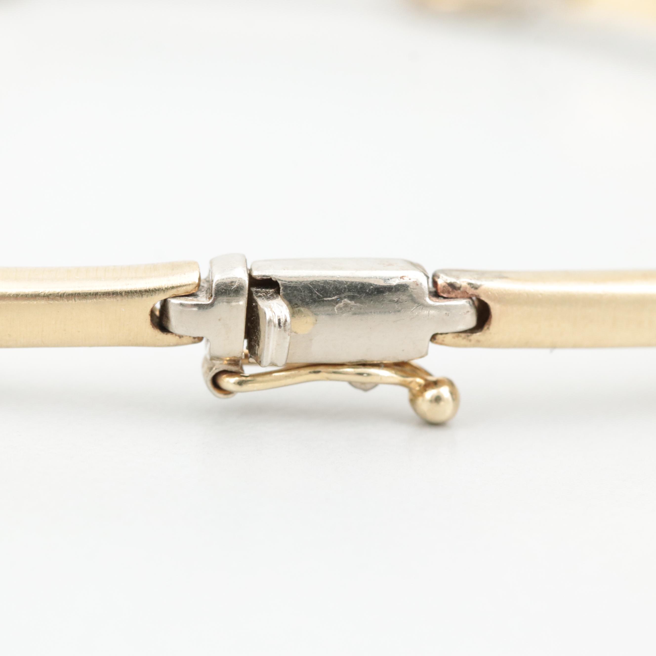 Vintage Cetas 14K Yellow and White Gold Glass and Diamond Charm Bracelet