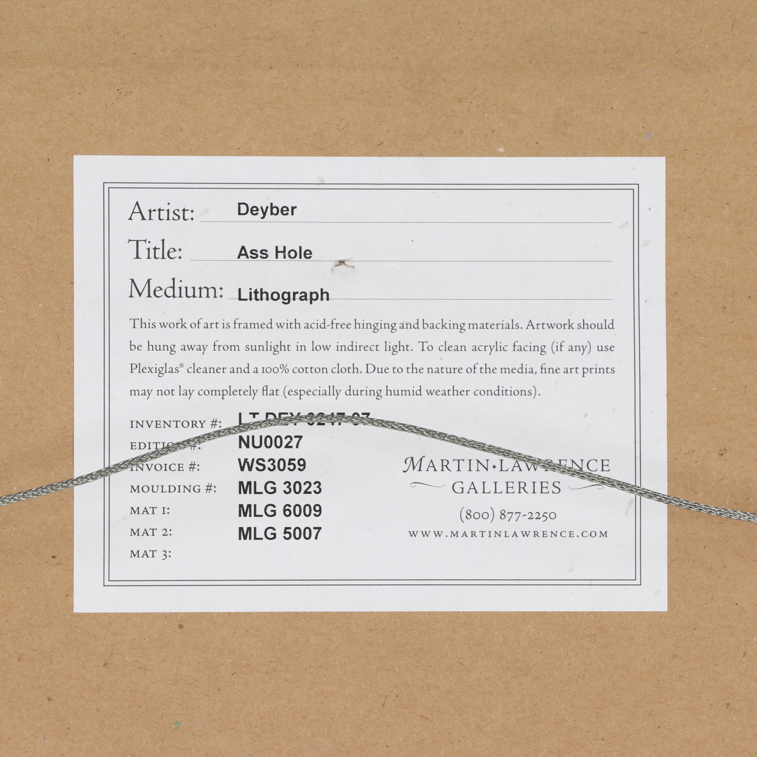 Robert Deyber Lithograph "Ass Hole"