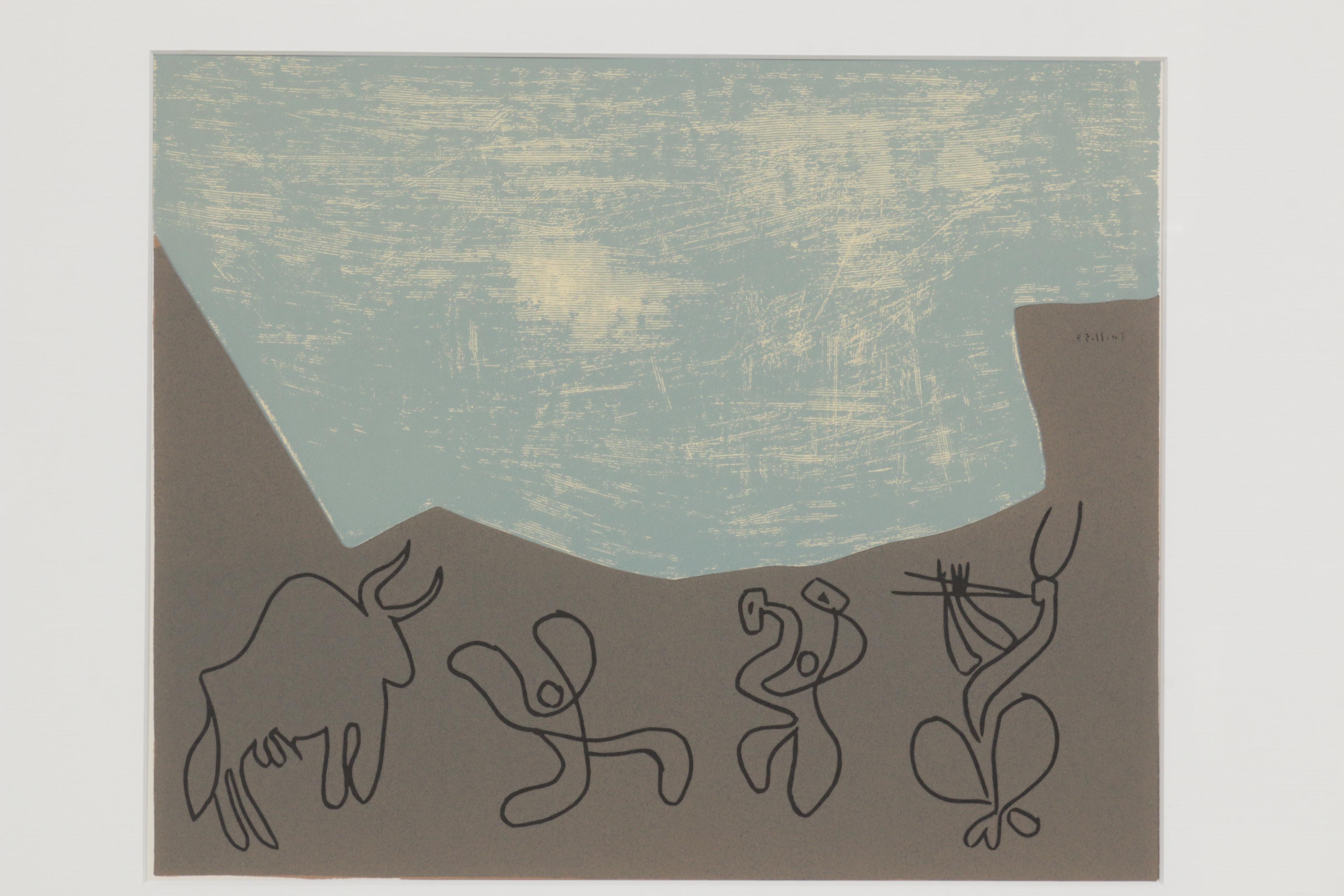 Pablo Picasso Linoleum Cut "Bacchanal with Bull"