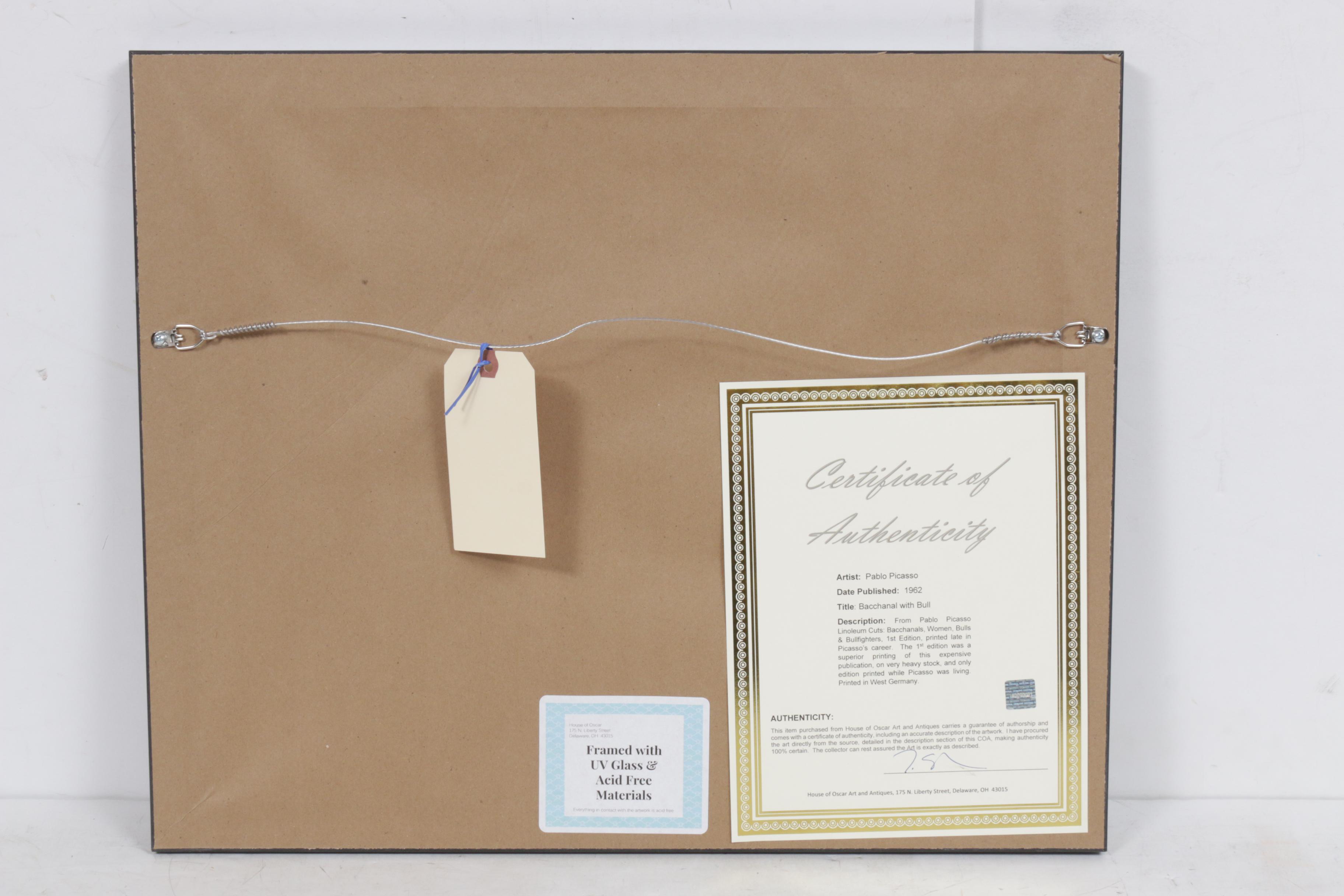 Pablo Picasso Linoleum Cut "Bacchanal with Bull"