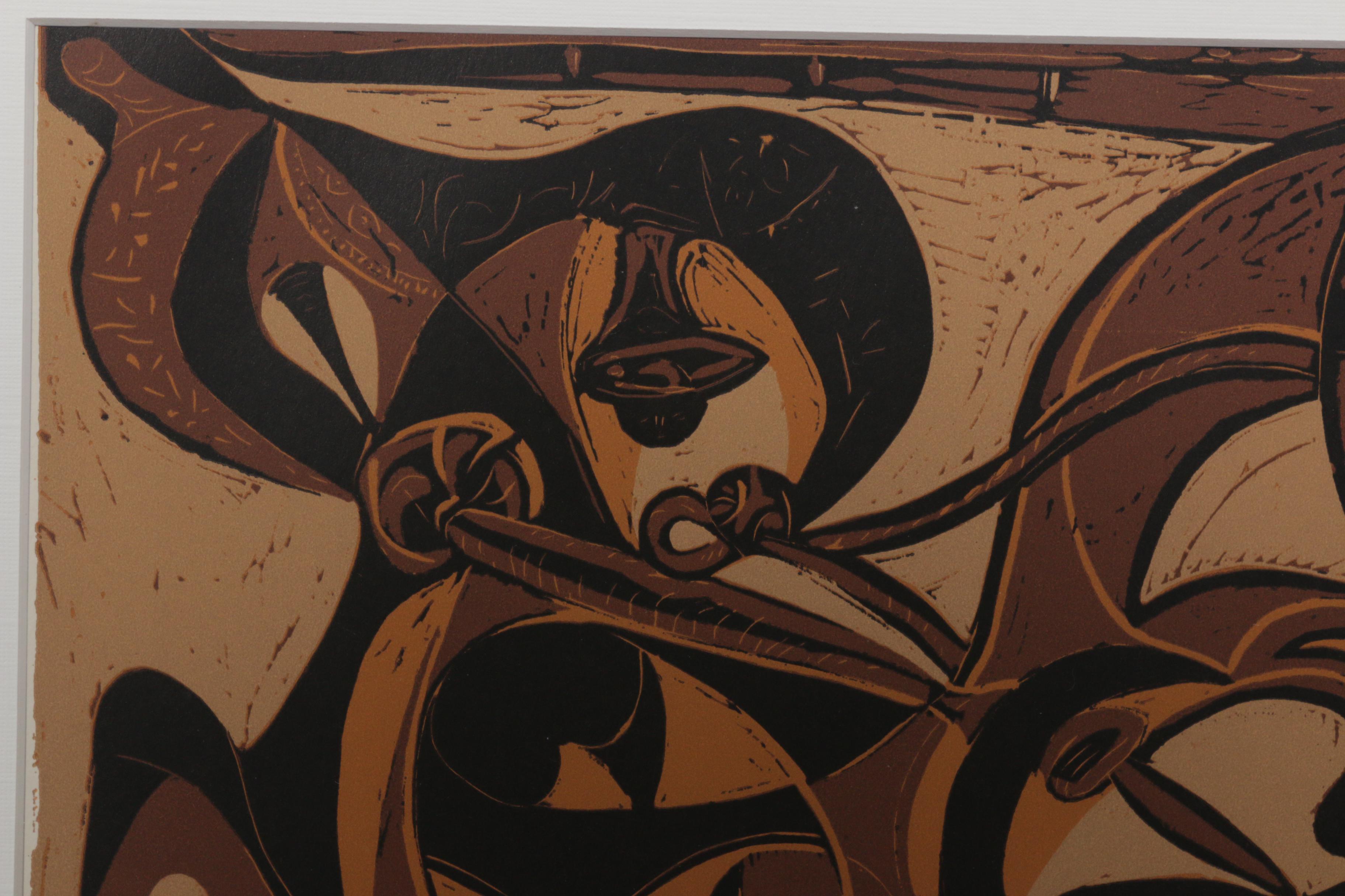 Pablo Picasso Linoleum Cut "Picador Goading Bull"