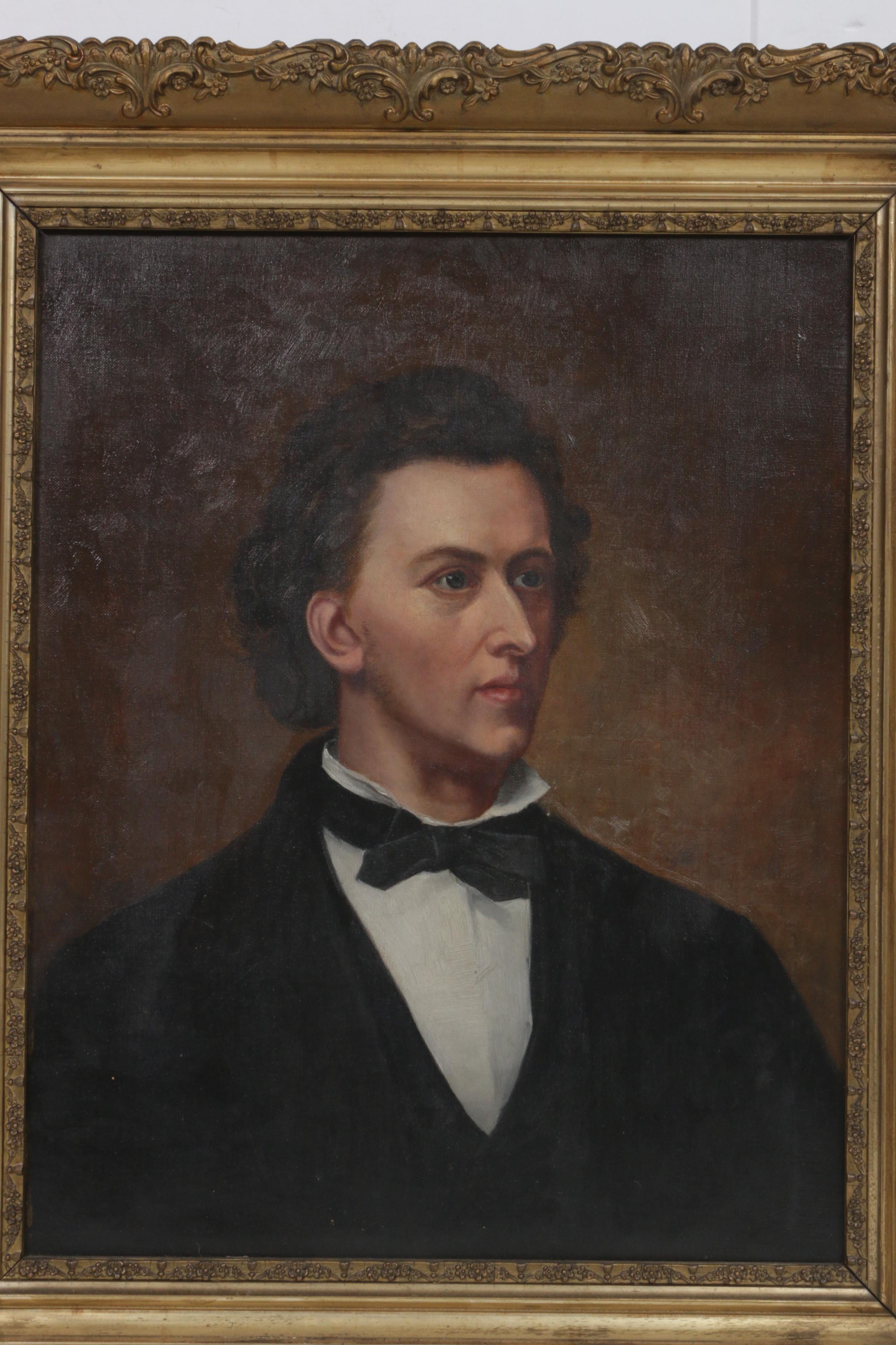 19th Century Portrait Oil Painting of Fryderyk Chopin