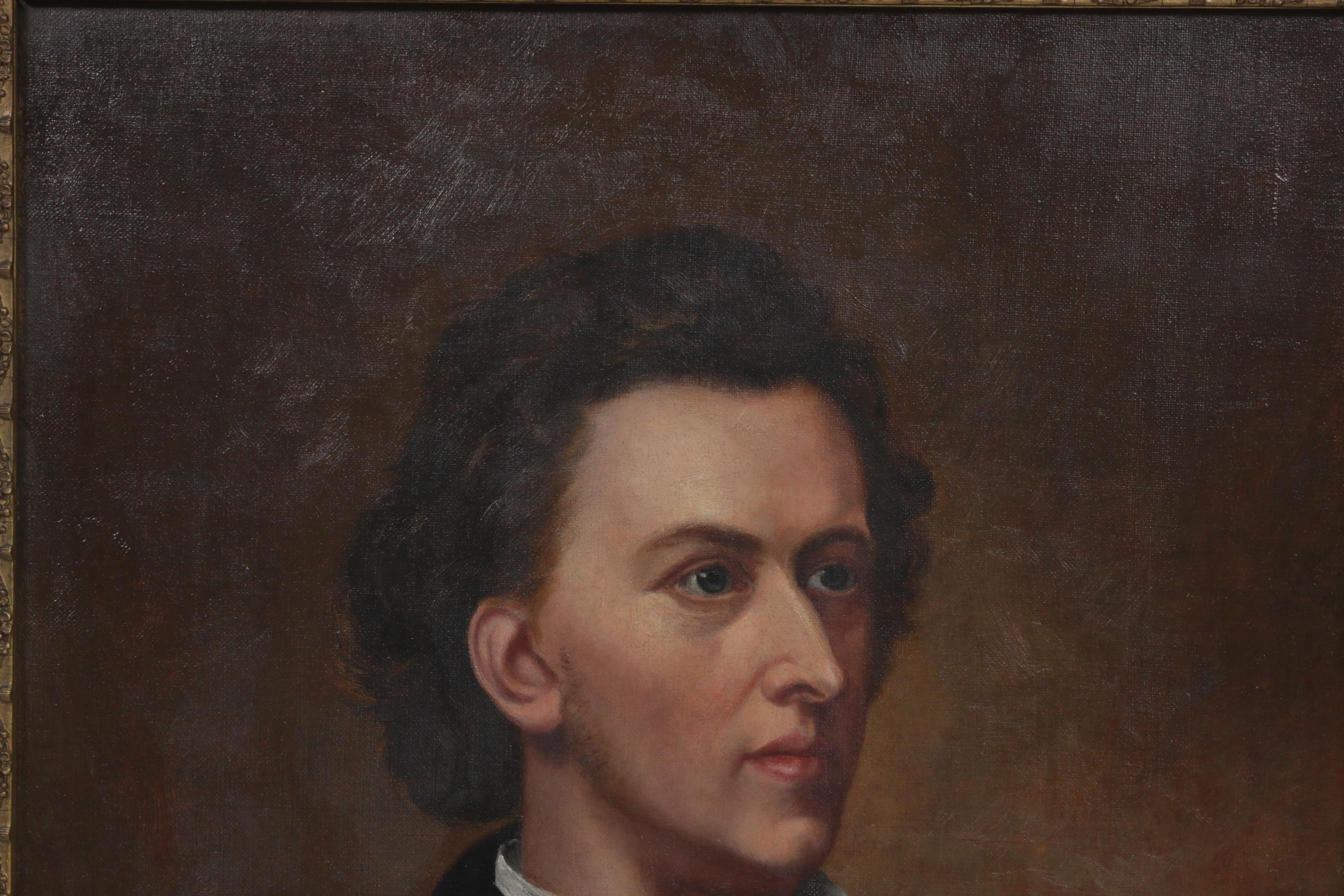 19th Century Portrait Oil Painting of Fryderyk Chopin