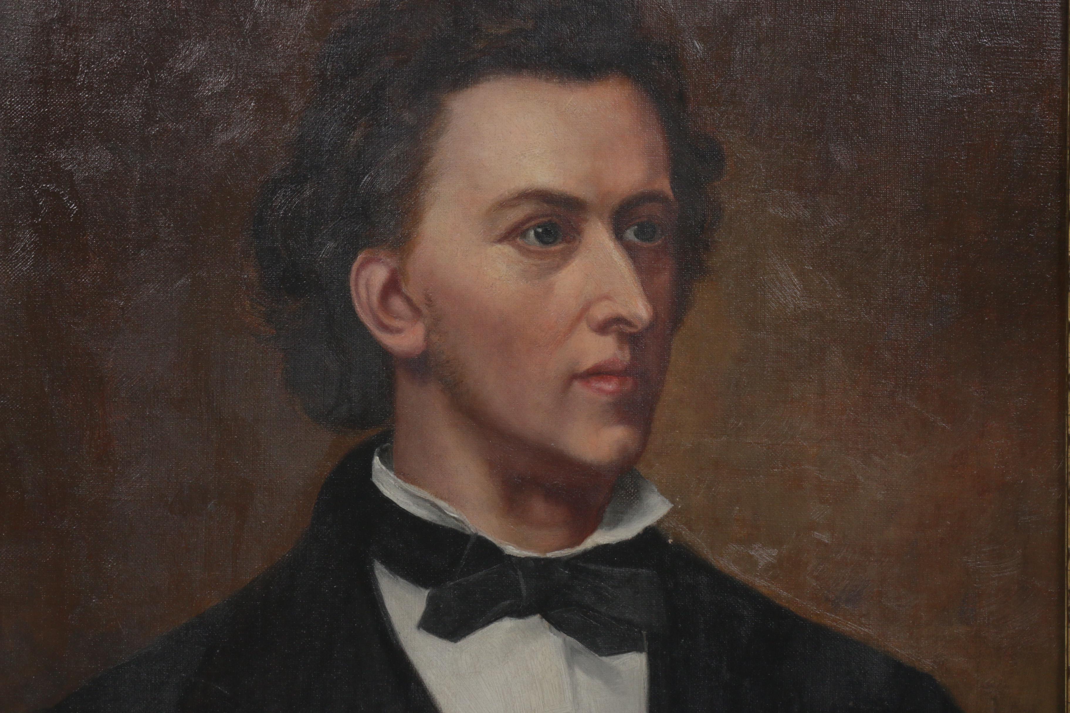 19th Century Portrait Oil Painting of Fryderyk Chopin