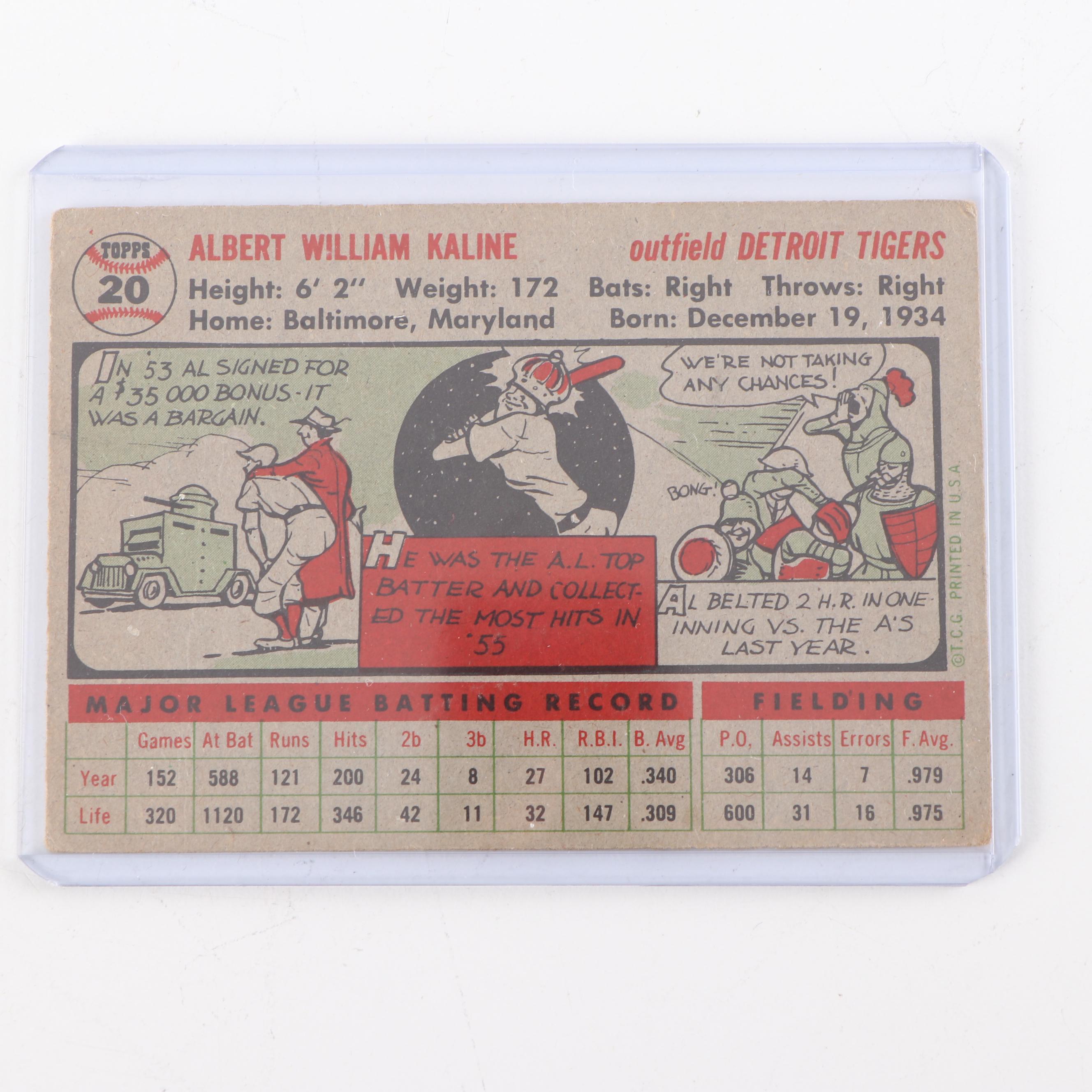1956 Topps #20 Al Kaline Baseball Card