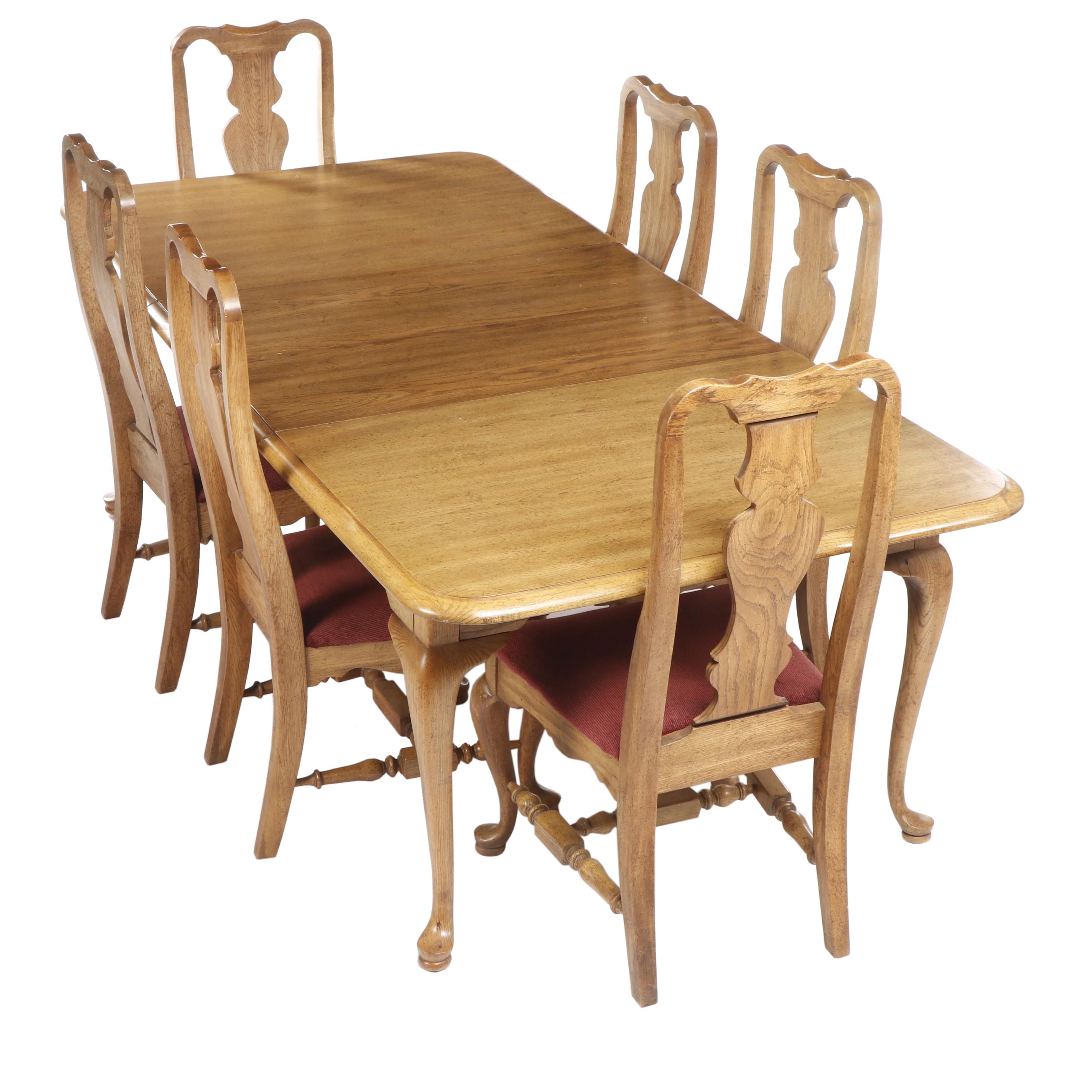 Georgia-Pacific Williams Queen Anne Style Limed Oak Dining Table & Chairs