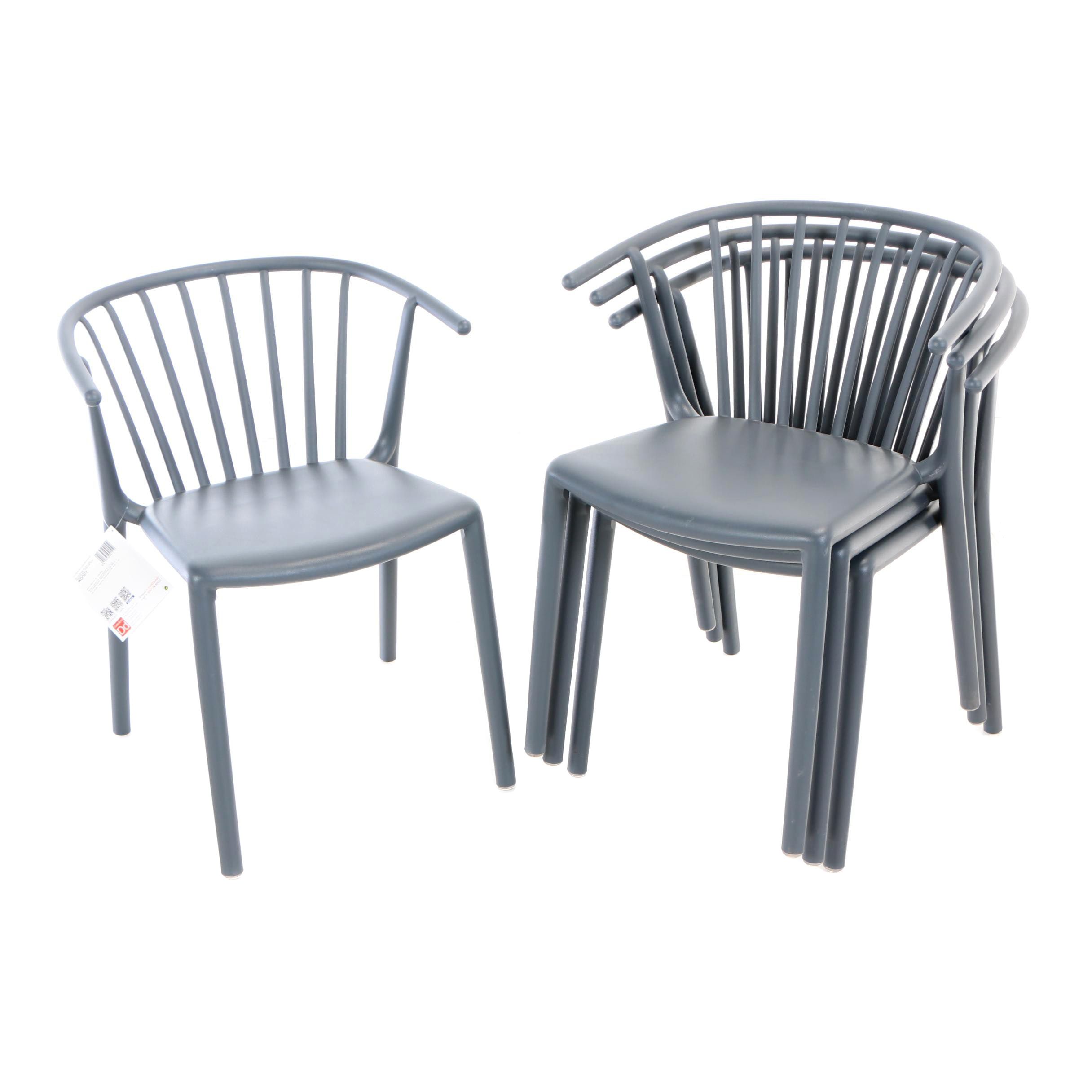 Josep Lluscà "Woody" Molded Polypropylene Indoor/Outdoor Stacking Armchairs