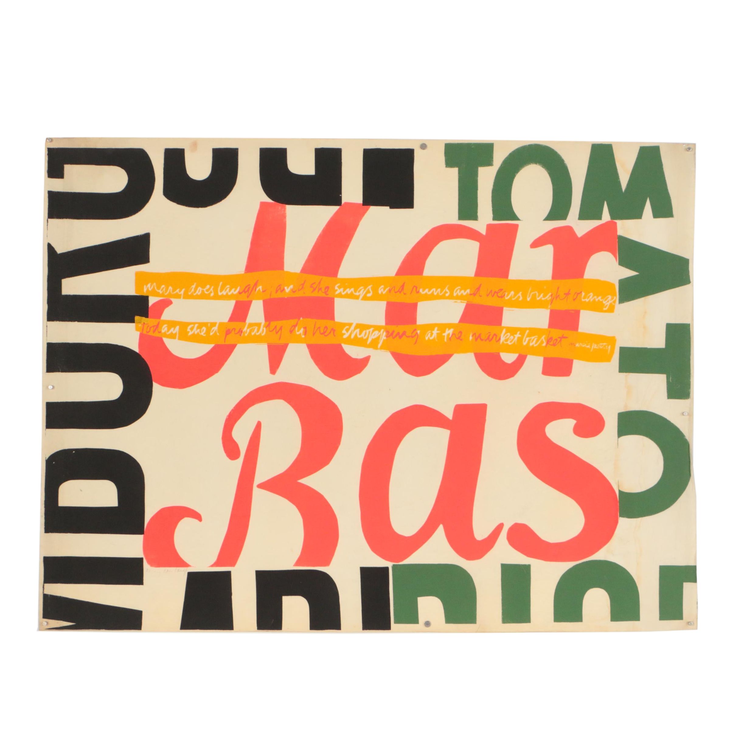 Sister Mary Corita Kent 1964 Serigraph "Mary Does Laugh"