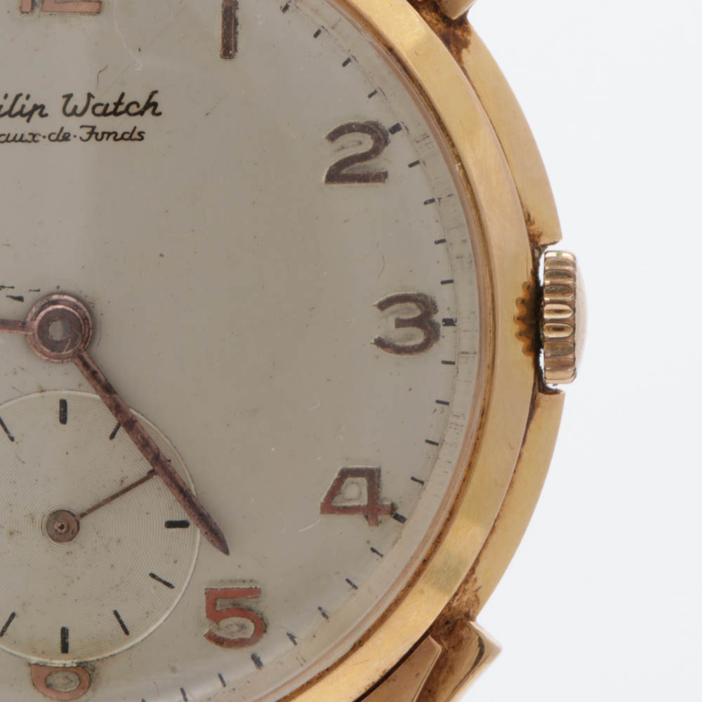 Philip Watch 18K Yellow Gold Swiss Mechanical Watch with Leather Strap