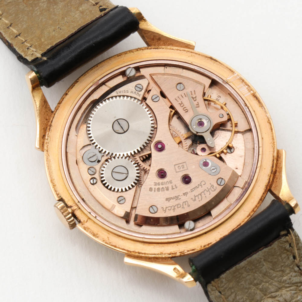 Philip Watch 18K Yellow Gold Swiss Mechanical Watch with Leather Strap