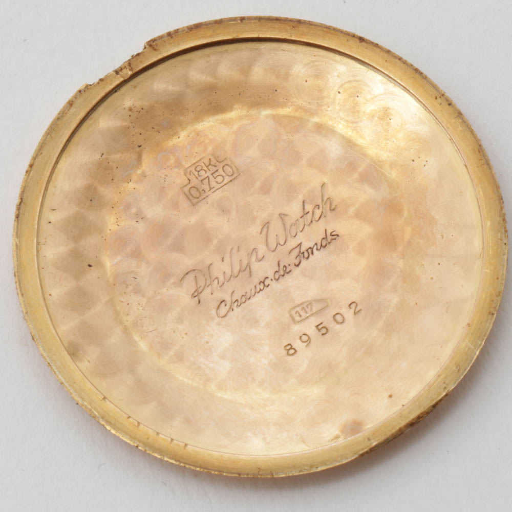 Philip Watch 18K Yellow Gold Swiss Mechanical Watch with Leather Strap