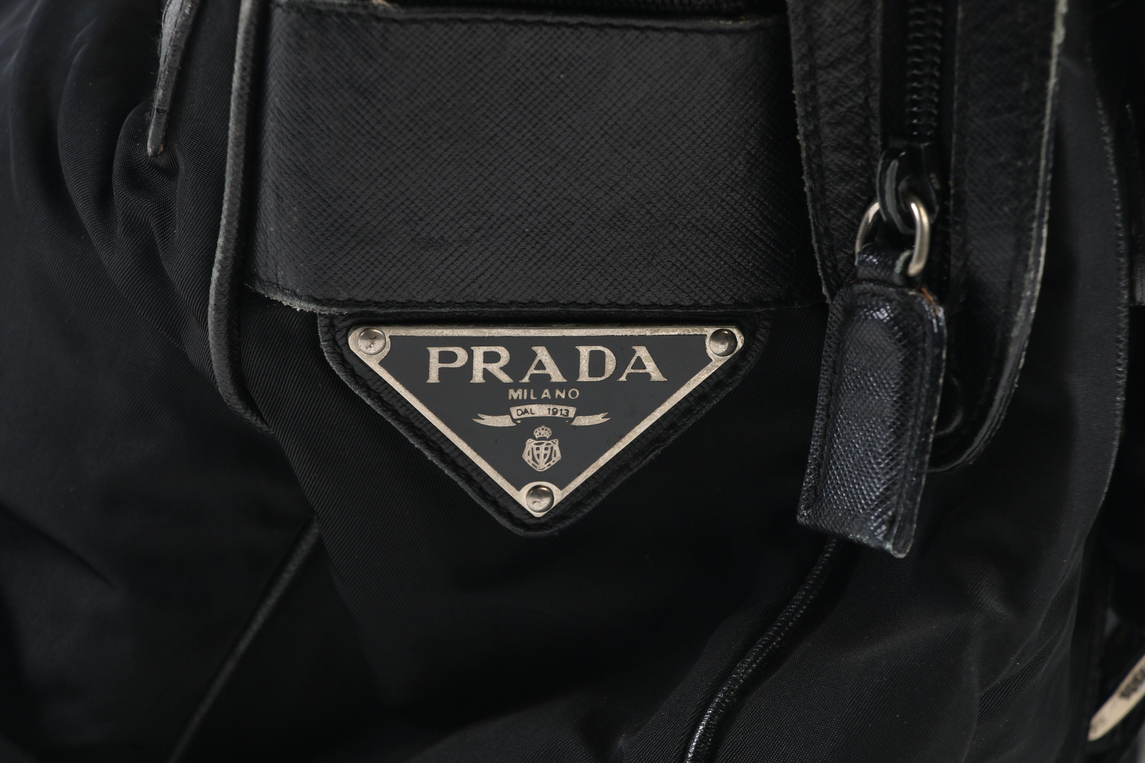 Prada Messenger Bag in Black Tessuto and Leather
