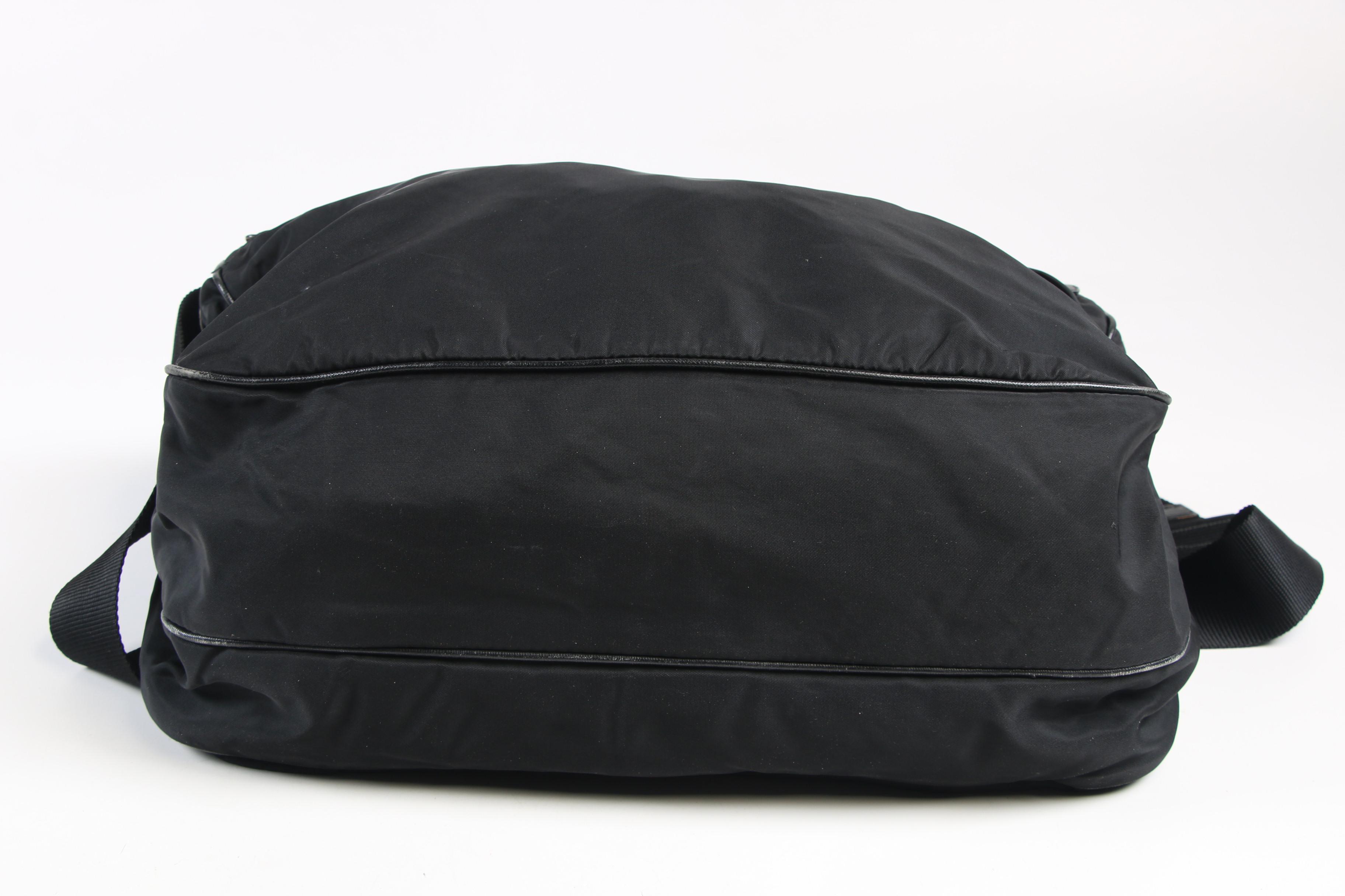 Prada Messenger Bag in Black Tessuto and Leather