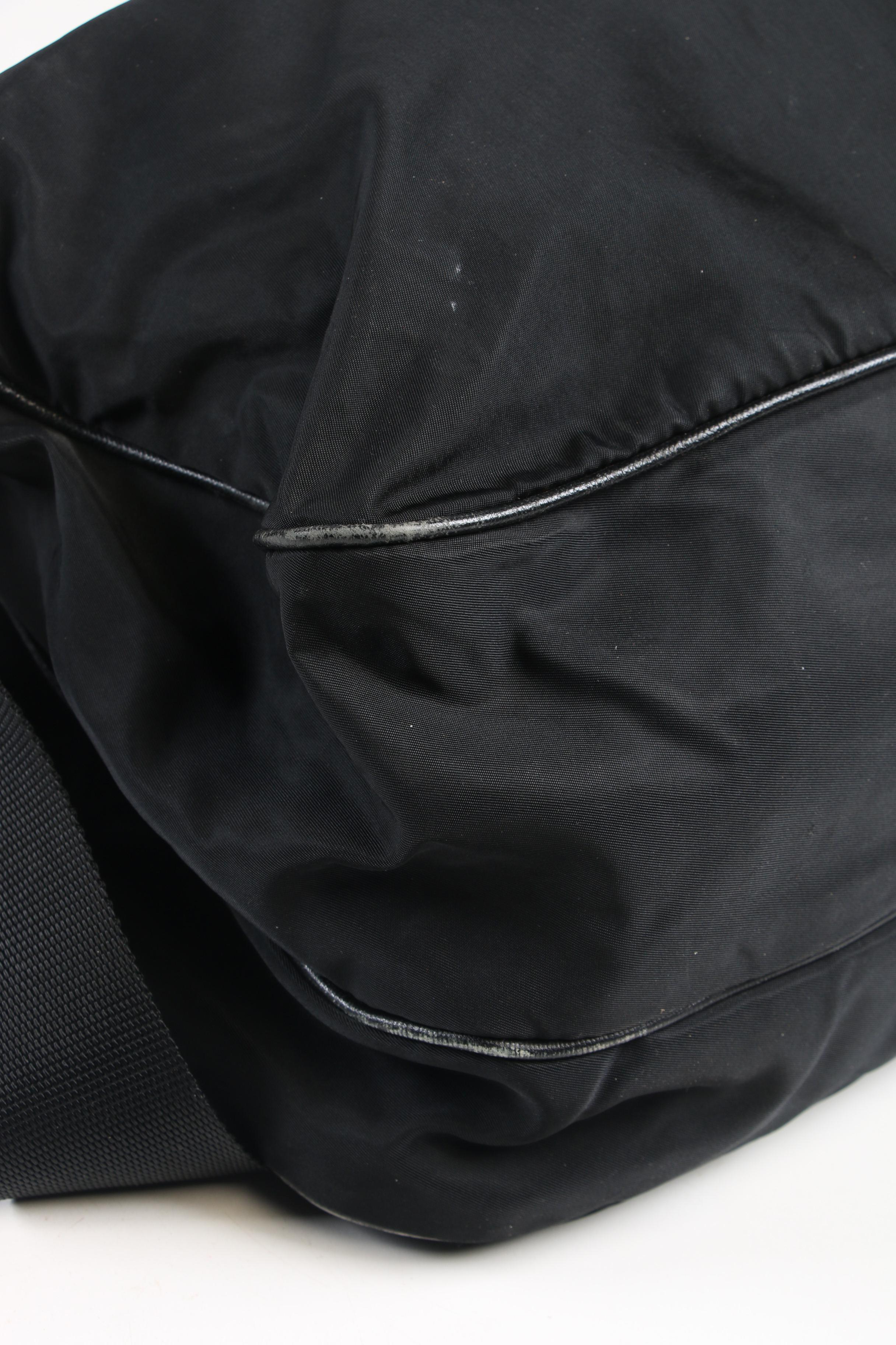 Prada Messenger Bag in Black Tessuto and Leather