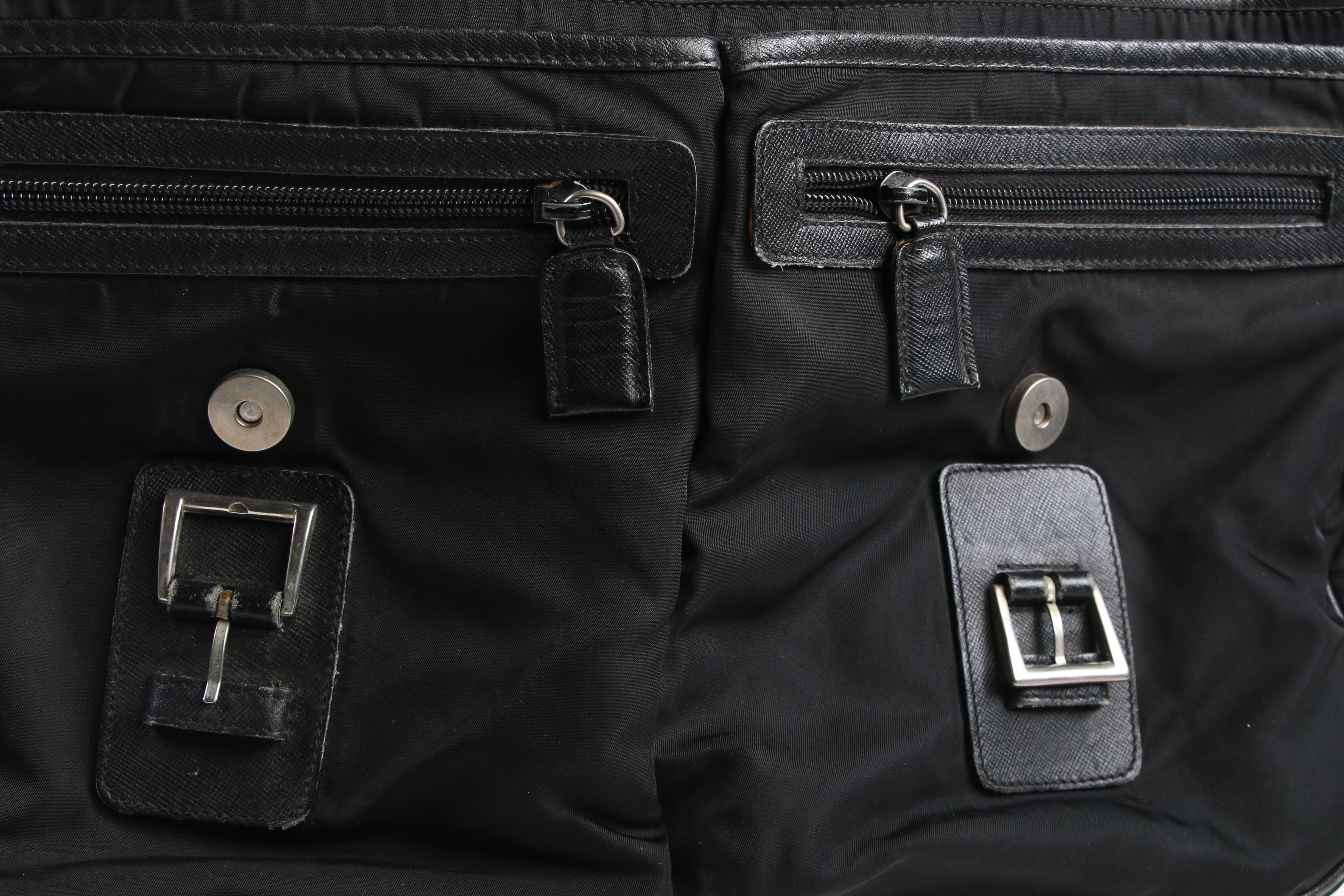Prada Messenger Bag in Black Tessuto and Leather