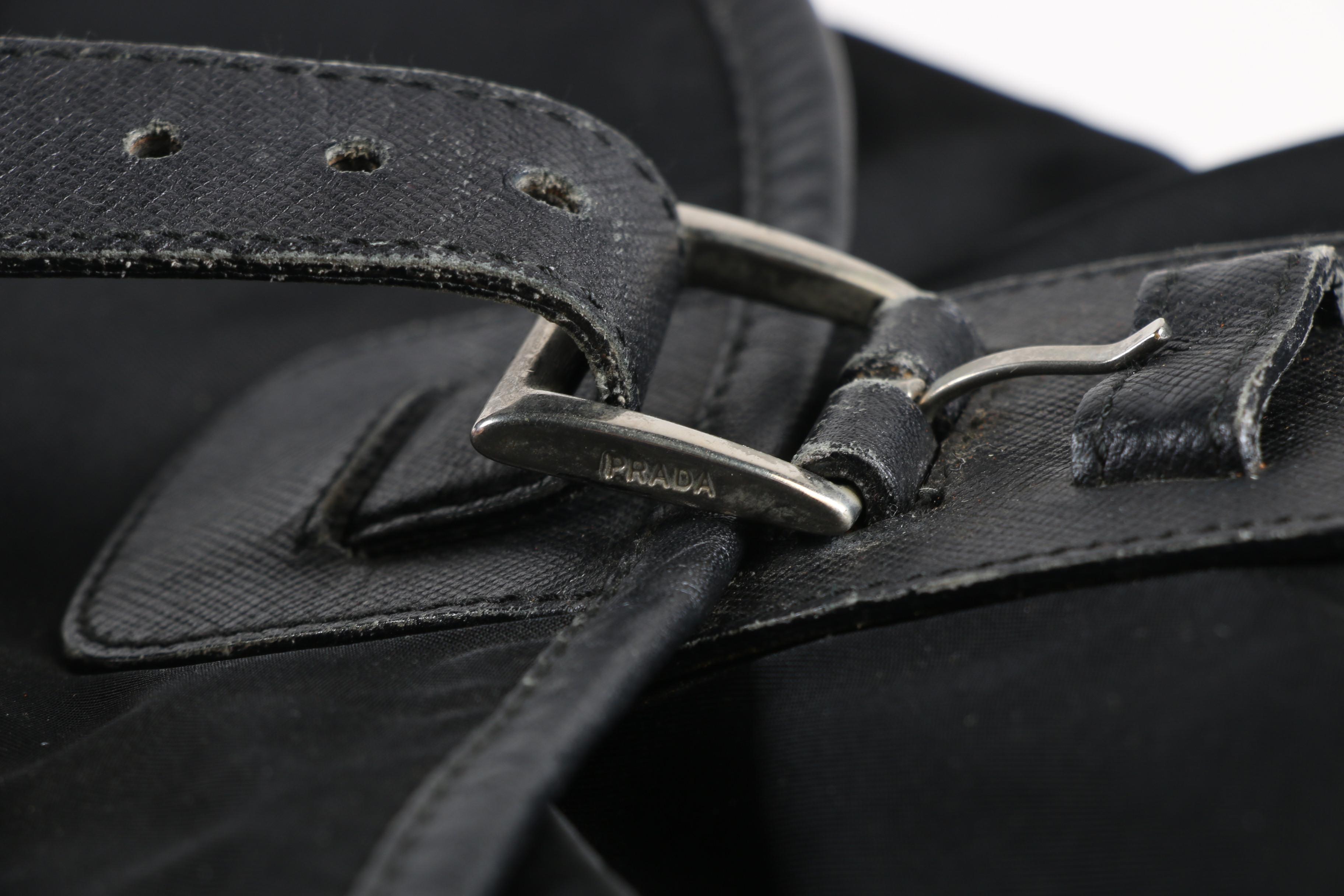 Prada Messenger Bag in Black Tessuto and Leather