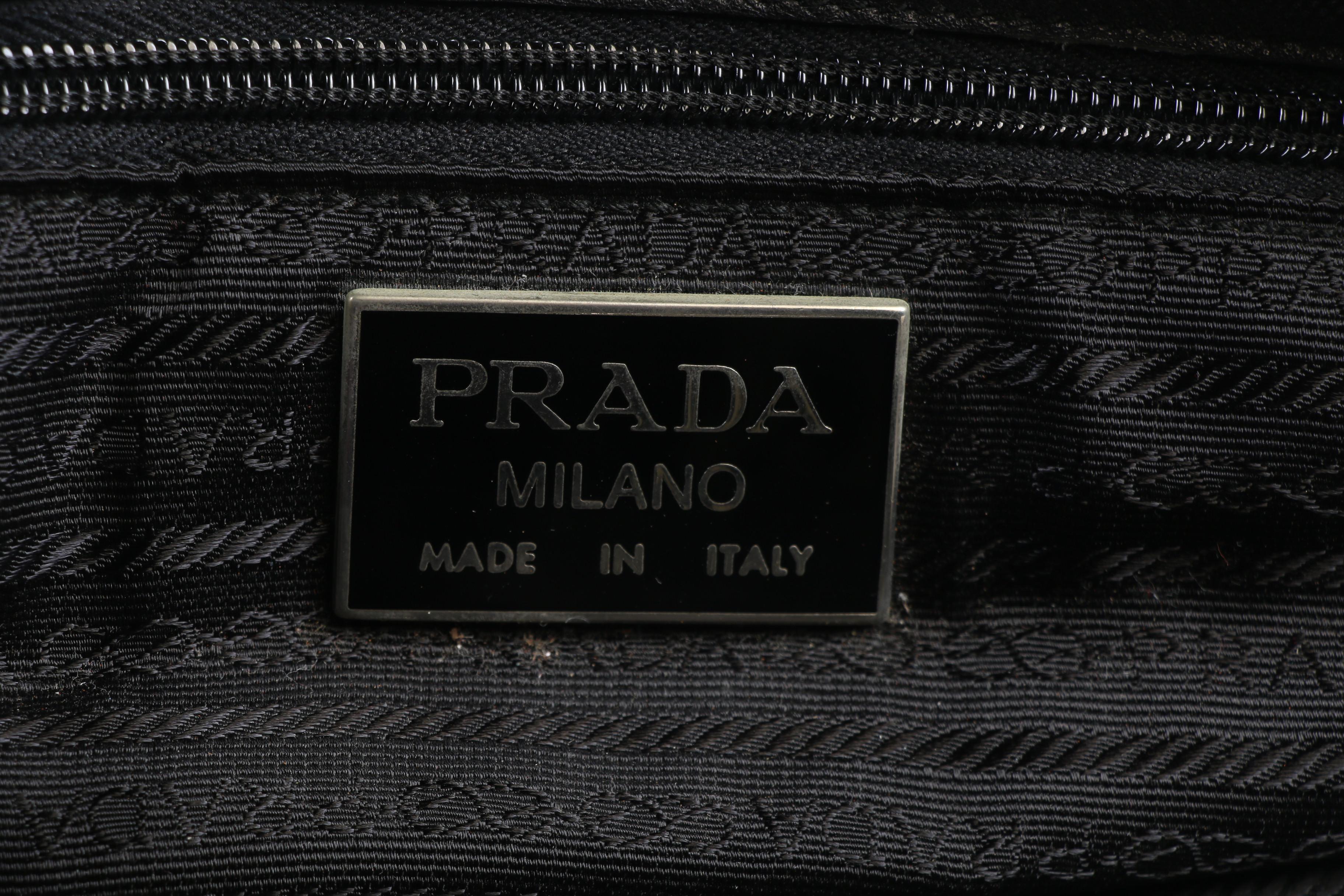 Prada Messenger Bag in Black Tessuto and Leather