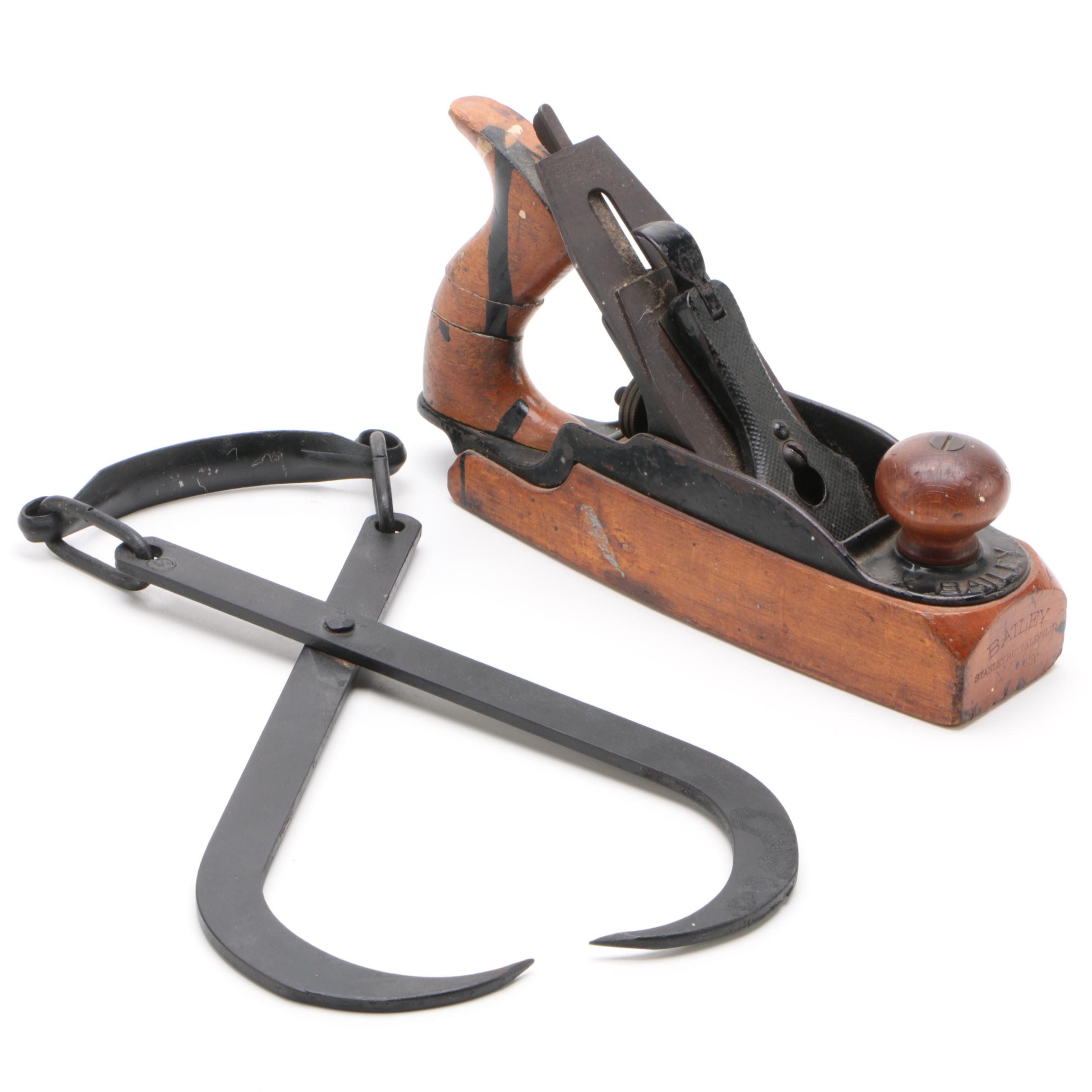 Vintage Stanley Rule & Level Company Planer and Ice Block Tongs