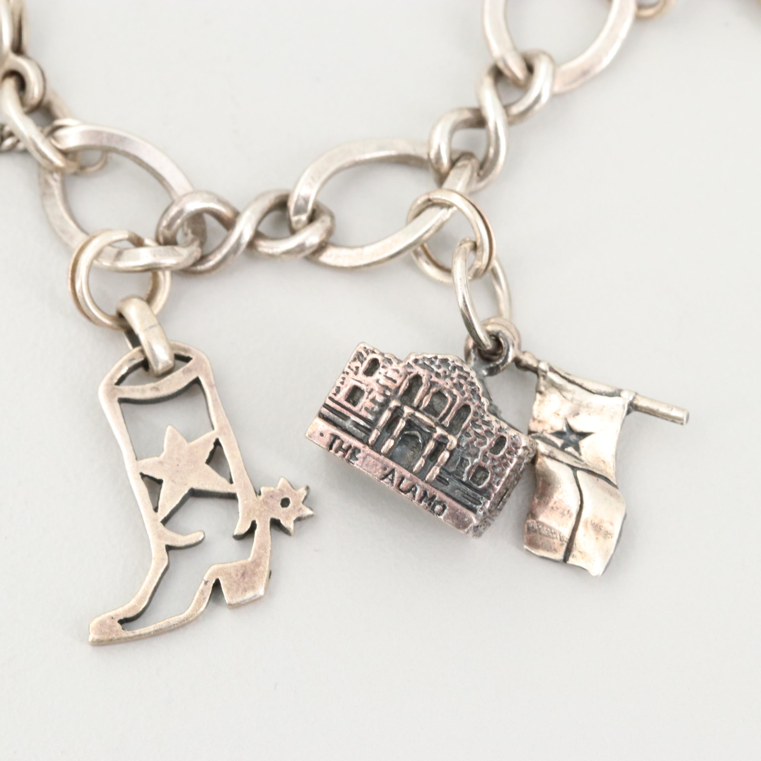 James Avery Sterling Silver Charm Bracelet Including Mother of Pearl Buddha