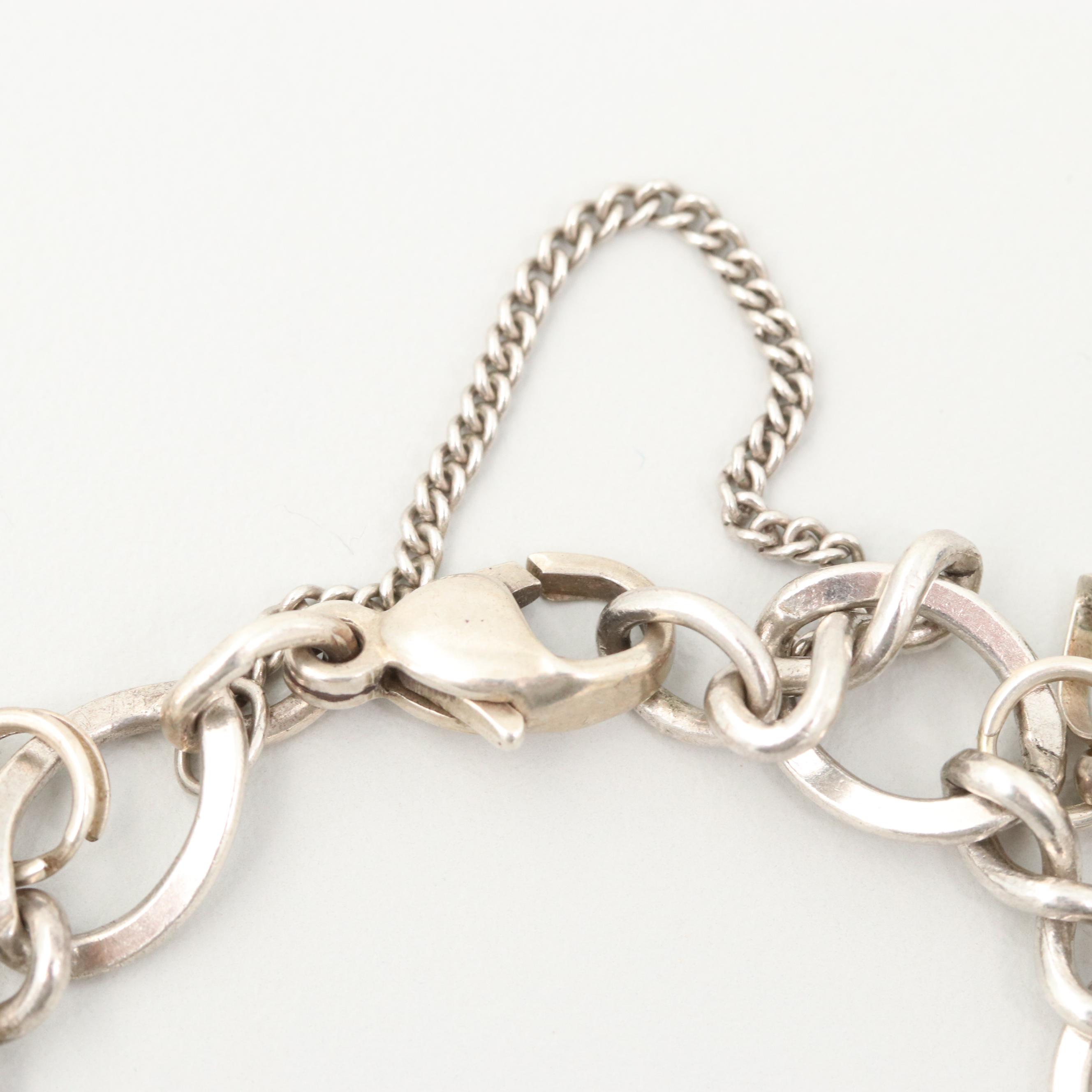 James Avery Sterling Silver Charm Bracelet Including Mother of Pearl Buddha