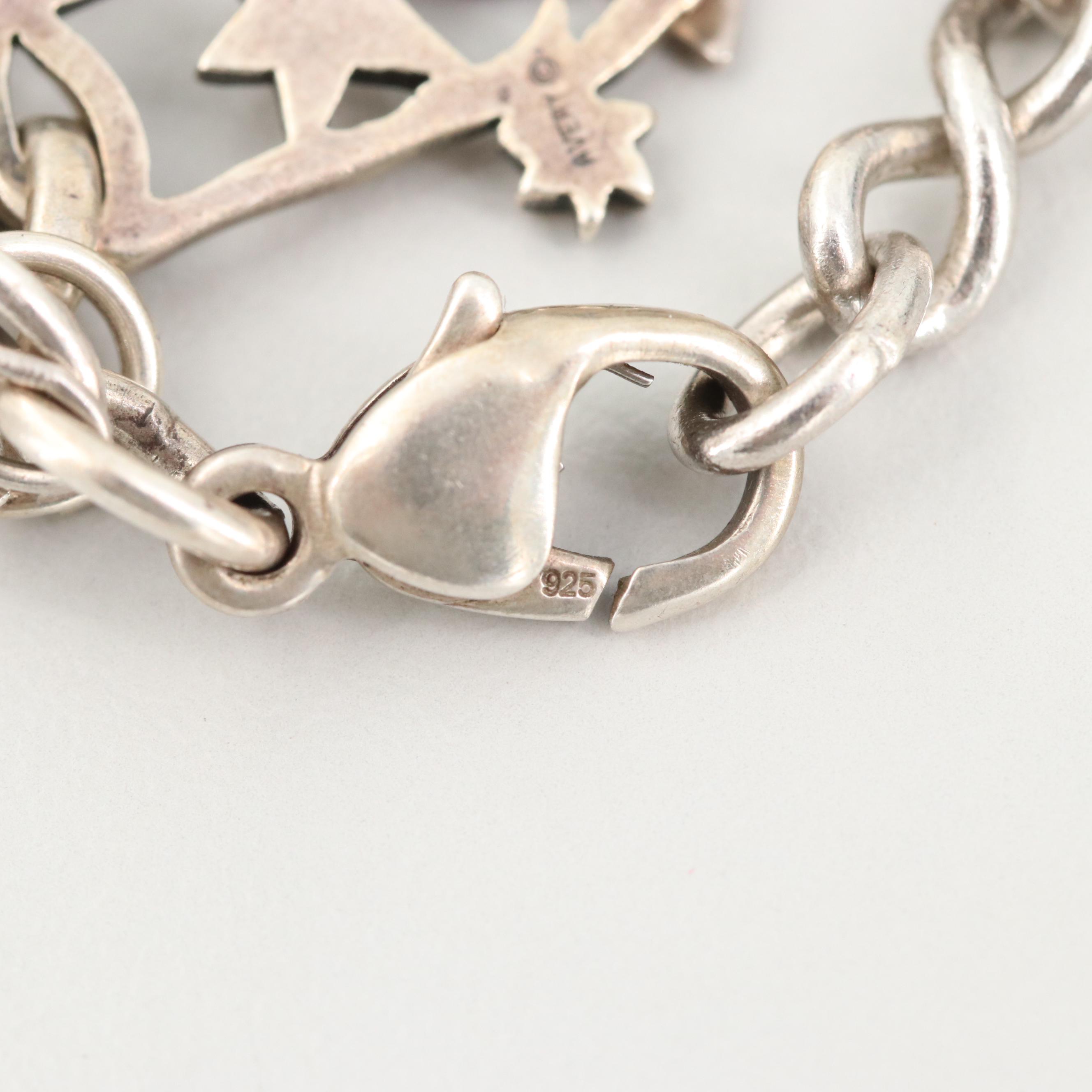 James Avery Sterling Silver Charm Bracelet Including Mother of Pearl Buddha