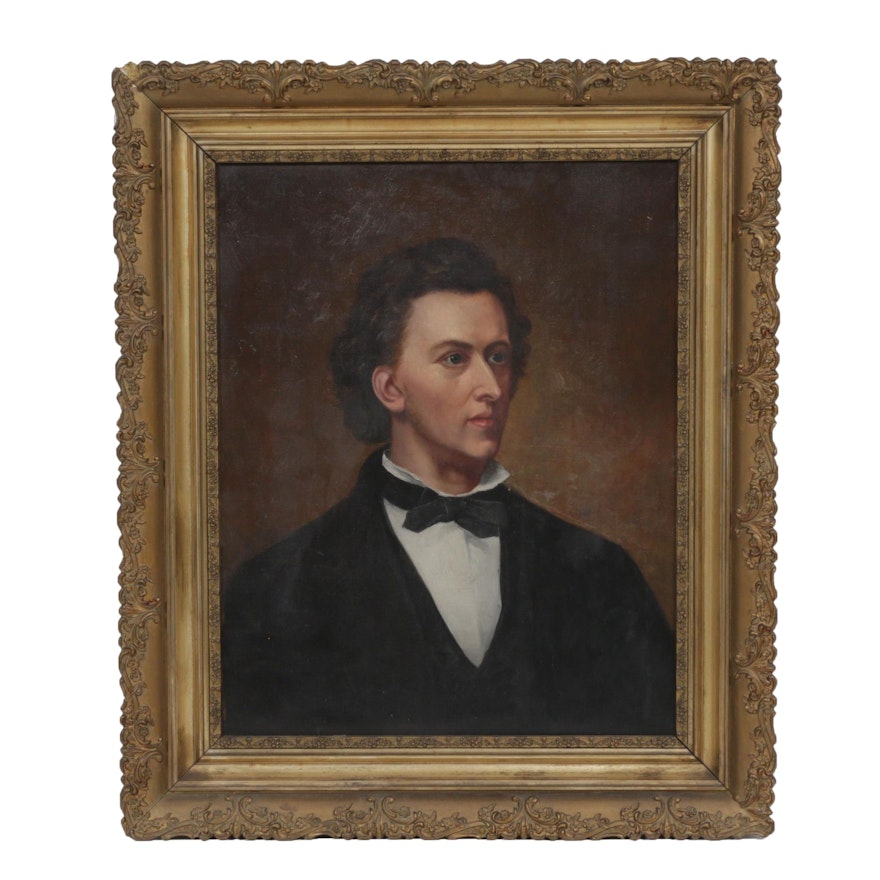 19th Century Portrait Oil Painting of Fryderyk Chopin