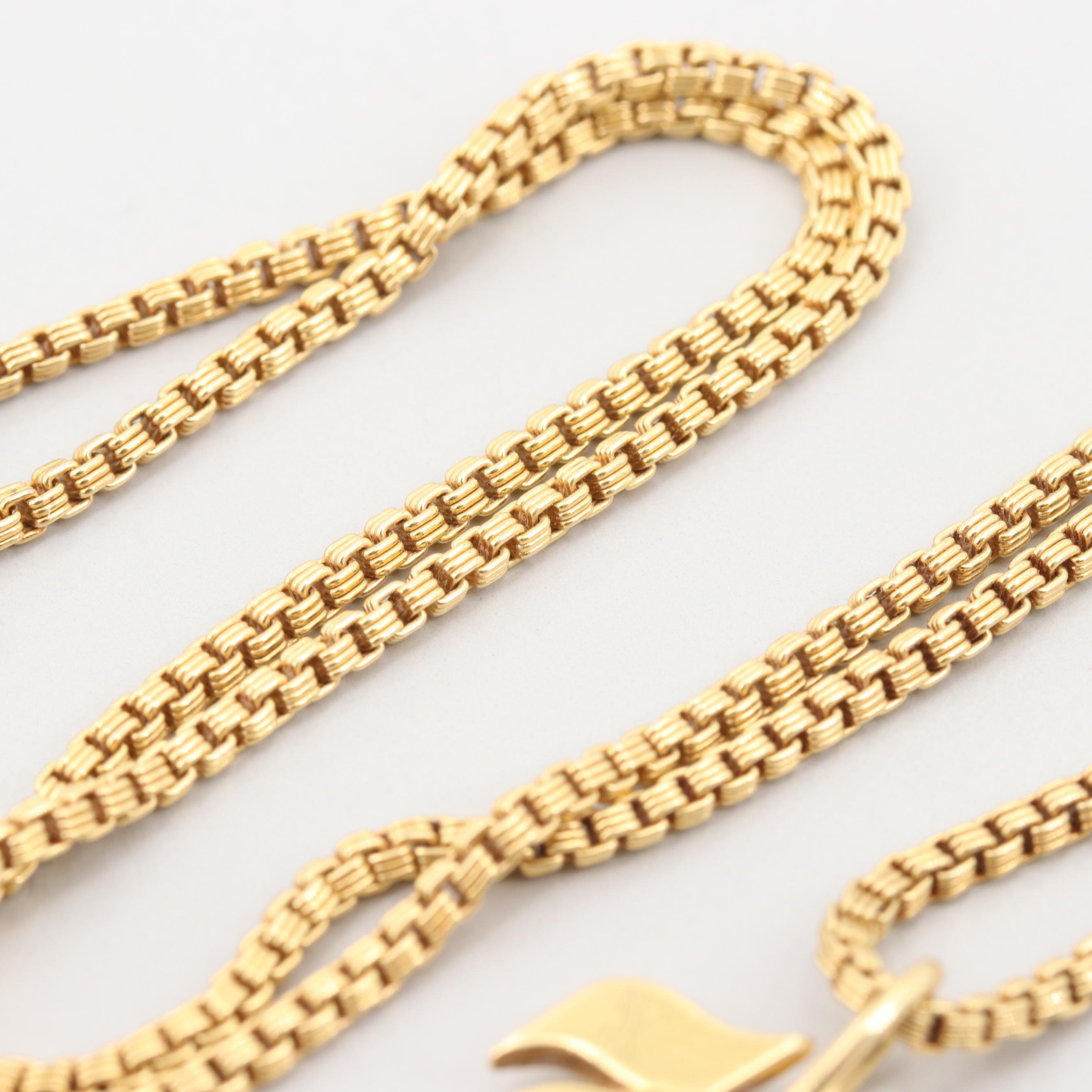 Toni Cavelti 18K Yellow Gold Diamond Hebrew Chai Pendant Necklace