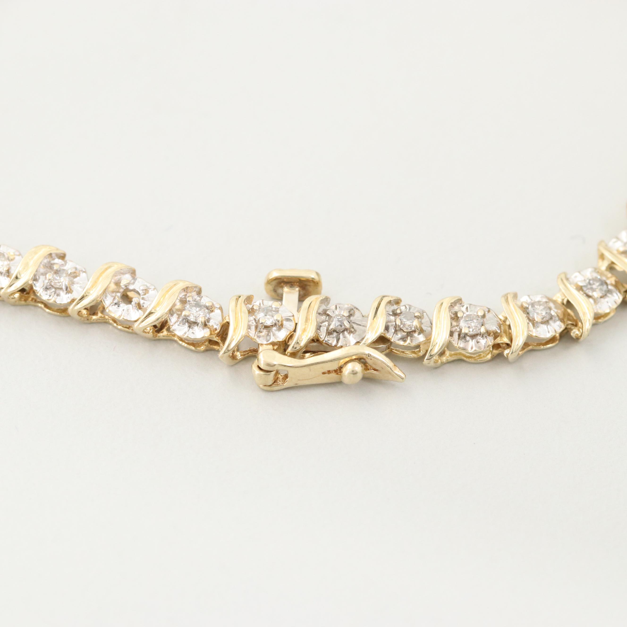 10K Yellow Gold 0.90 CTW Diamond Bracelet