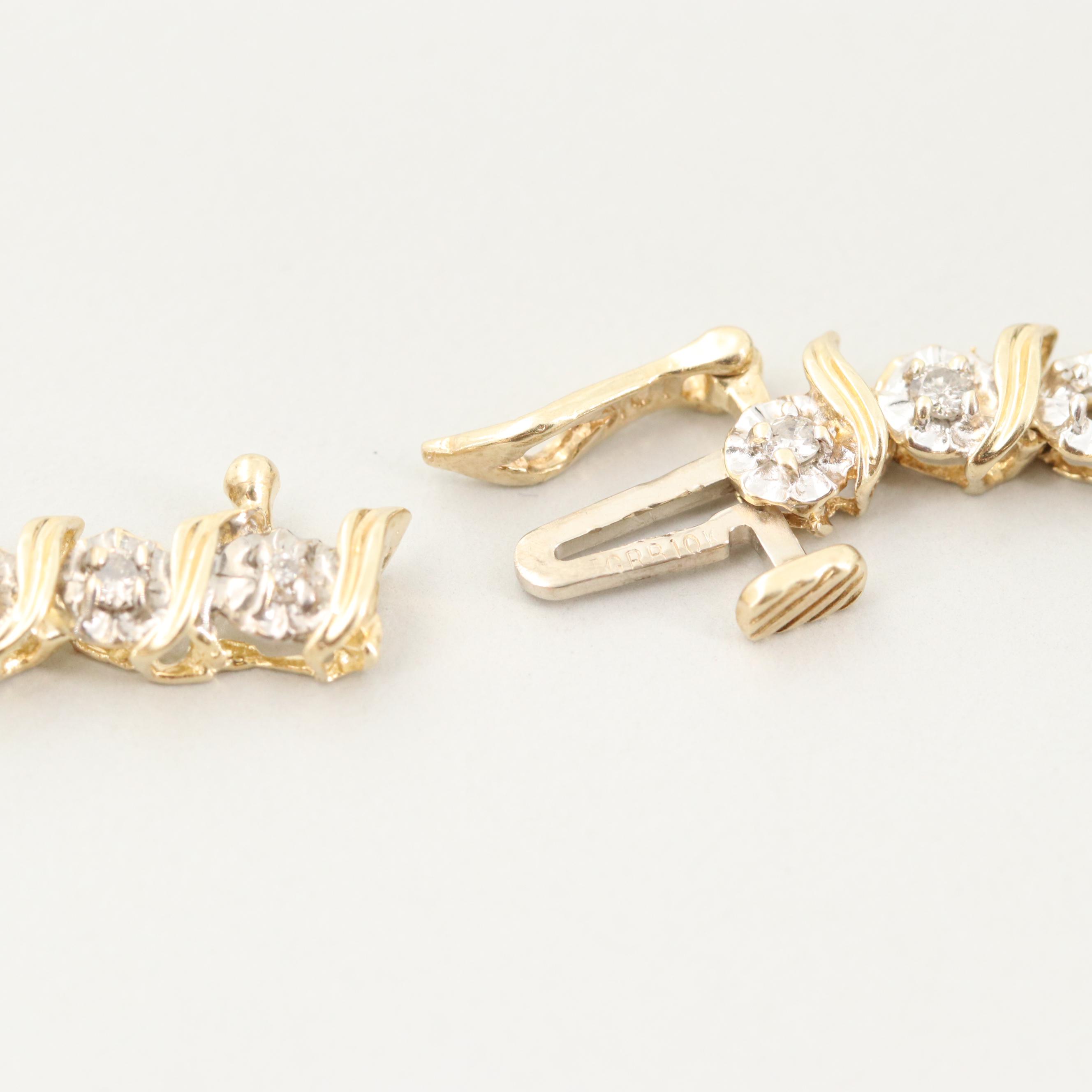 10K Yellow Gold 0.90 CTW Diamond Bracelet