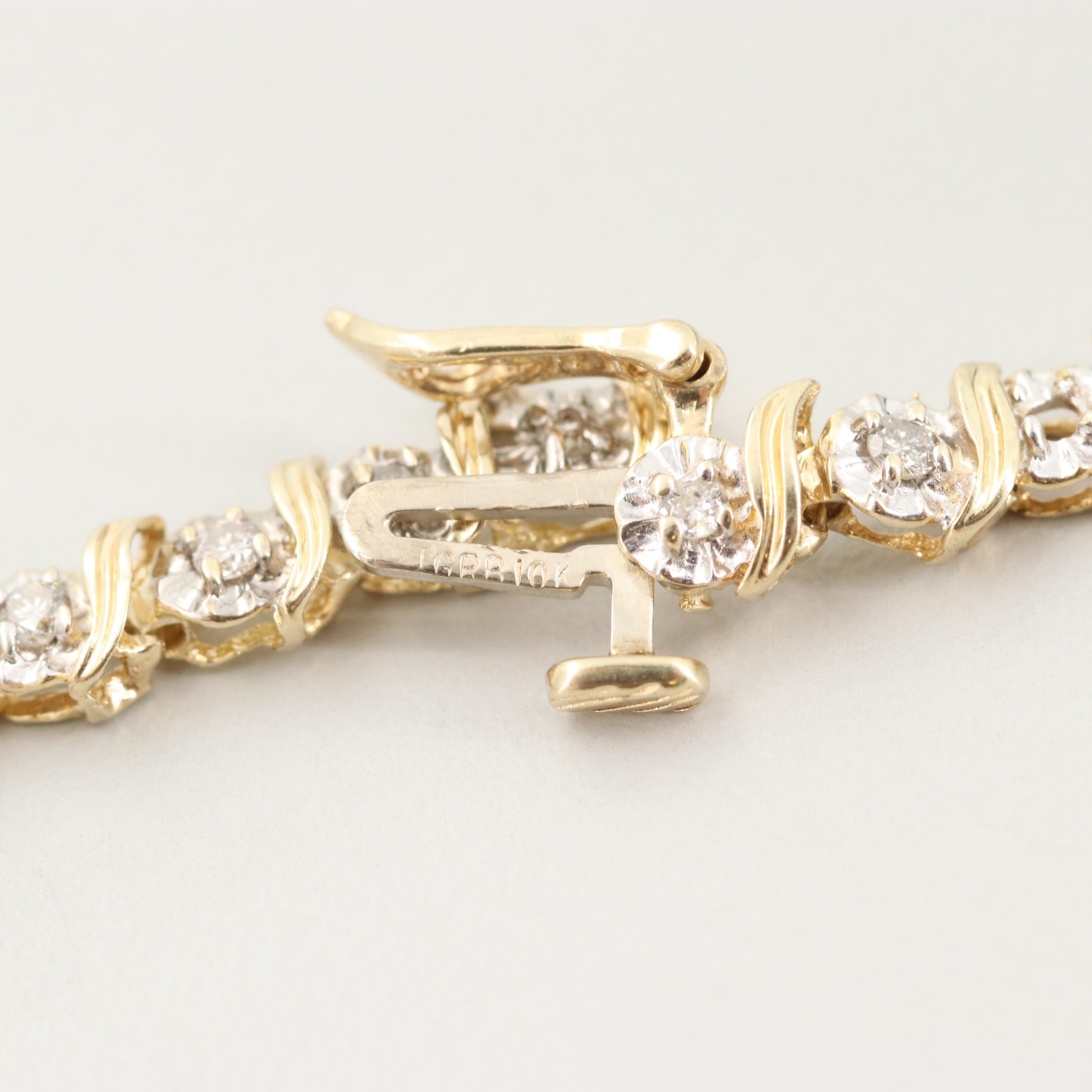 10K Yellow Gold 0.90 CTW Diamond Bracelet
