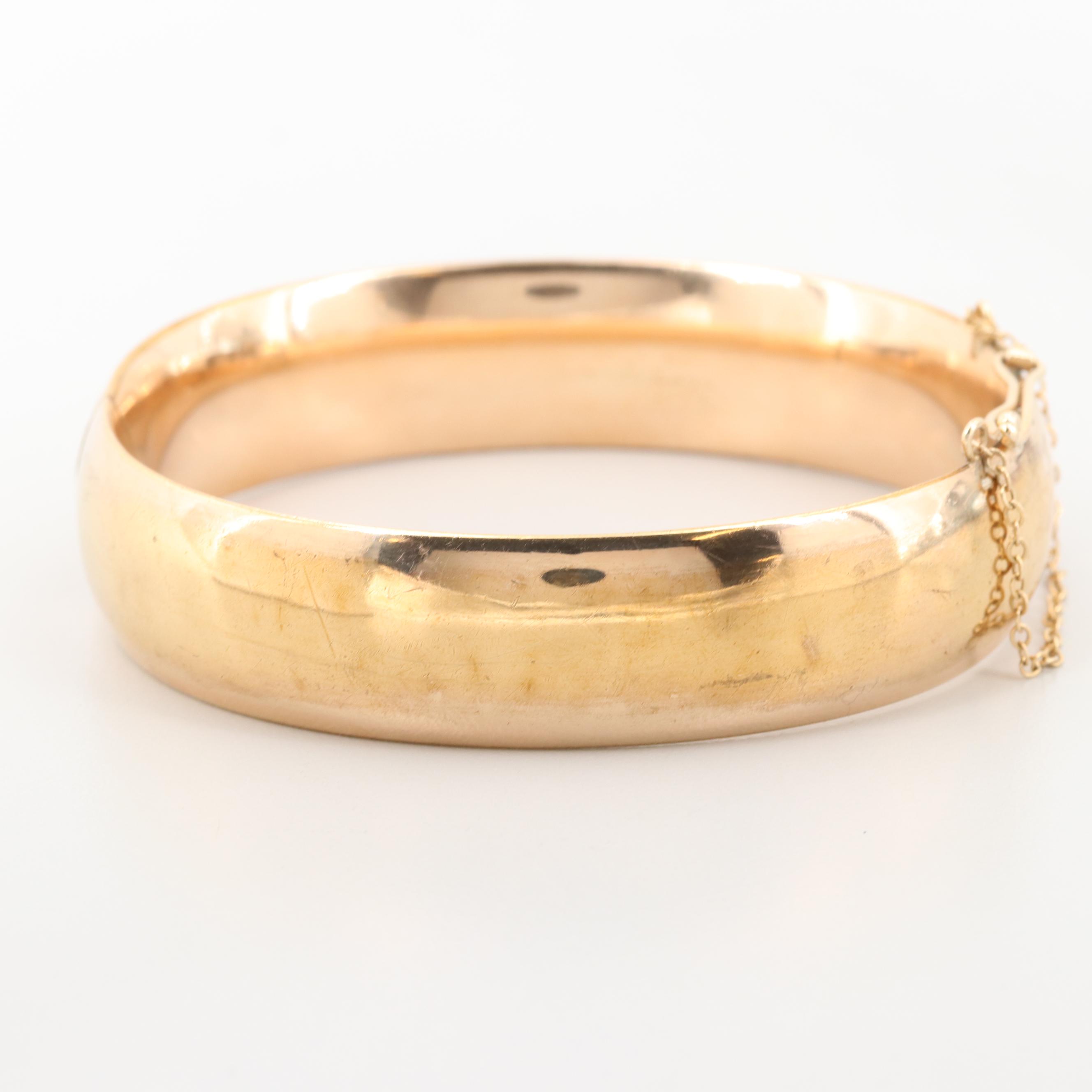 Vintage Gold Tone Engraved Bangle Bracelet